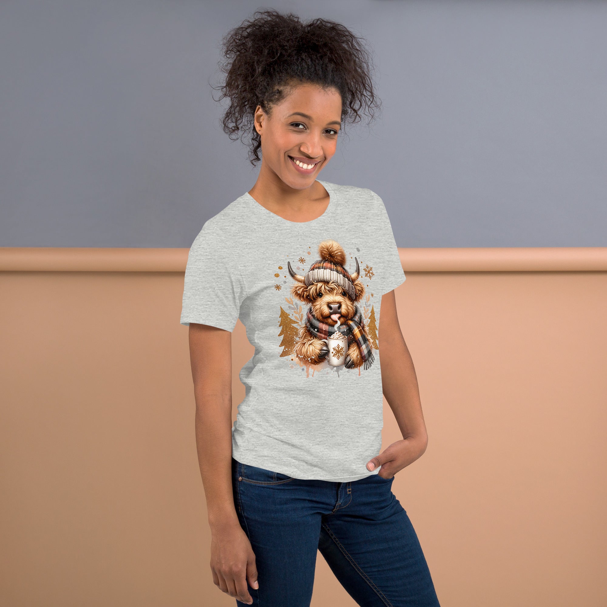 Matching fall family photo shirt featuring Highland cow design.