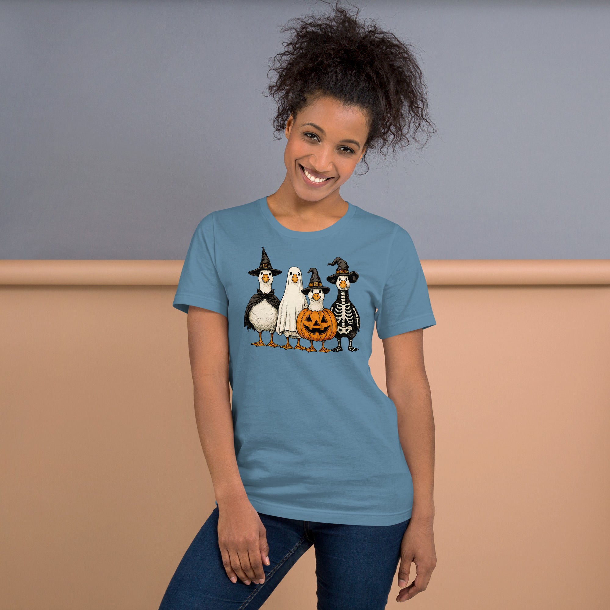 Festive animal Halloween goose shirt with fun costume designs