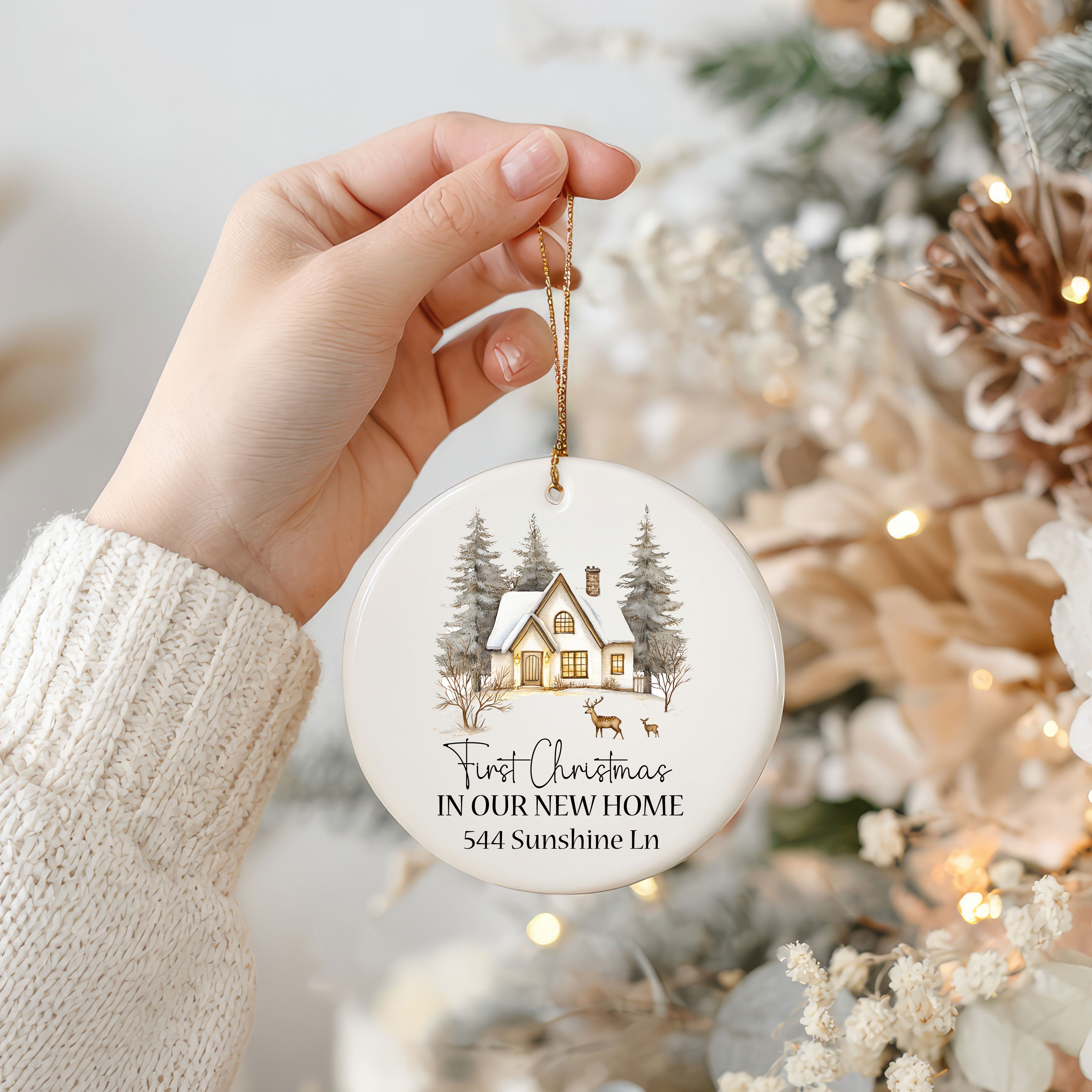 Personalized First Christmas in Our New Home ornament with custom home address