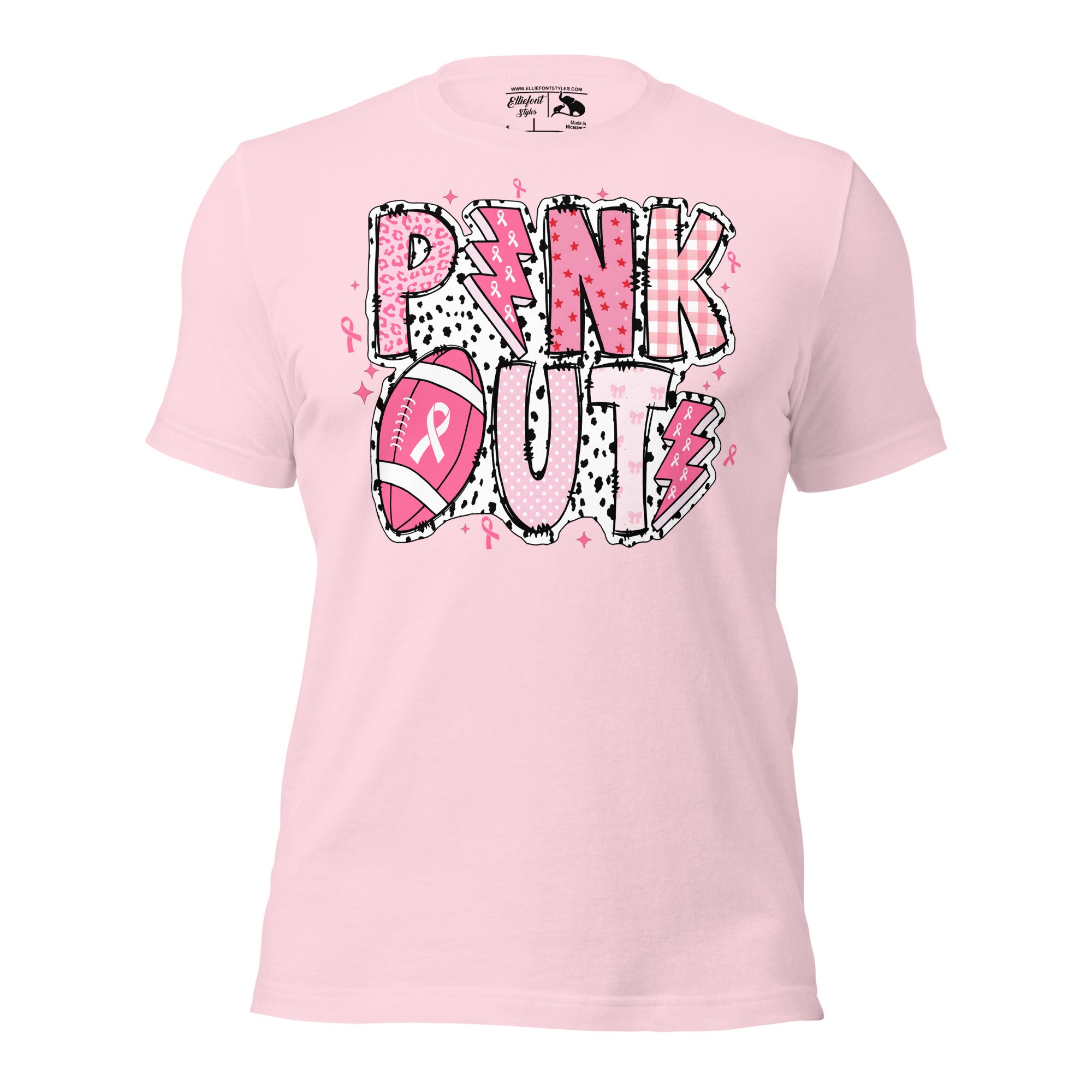 Football shirt with pink cancer ribbons for awareness events