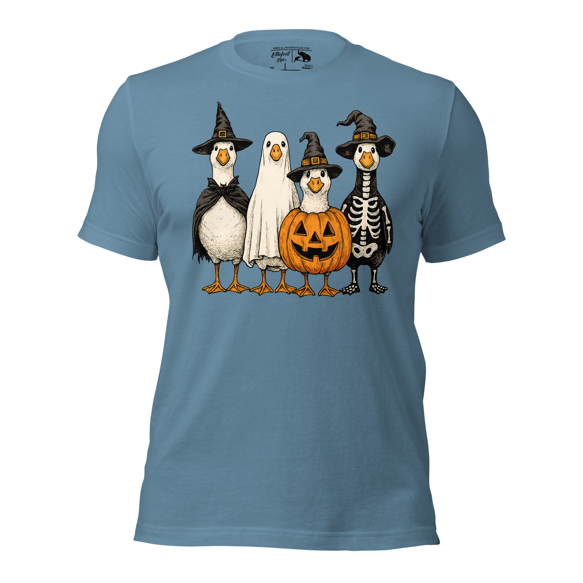 Four geese in Halloween costumes funny shirt for spooky season style