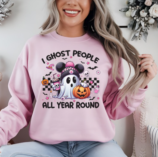 Spooky season crew neck sweatshirt gift for moms and Halloween lovers.