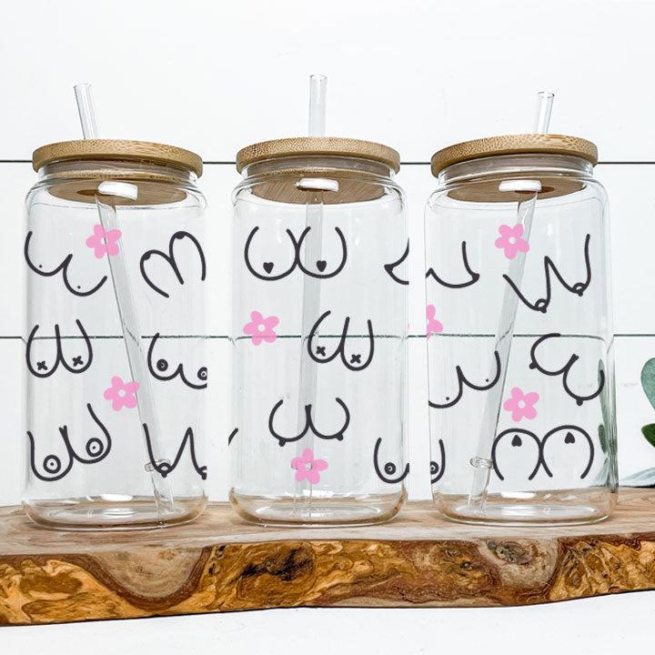 Humorous doodle boob tumbler, perfect gift for breast cancer awareness or friends