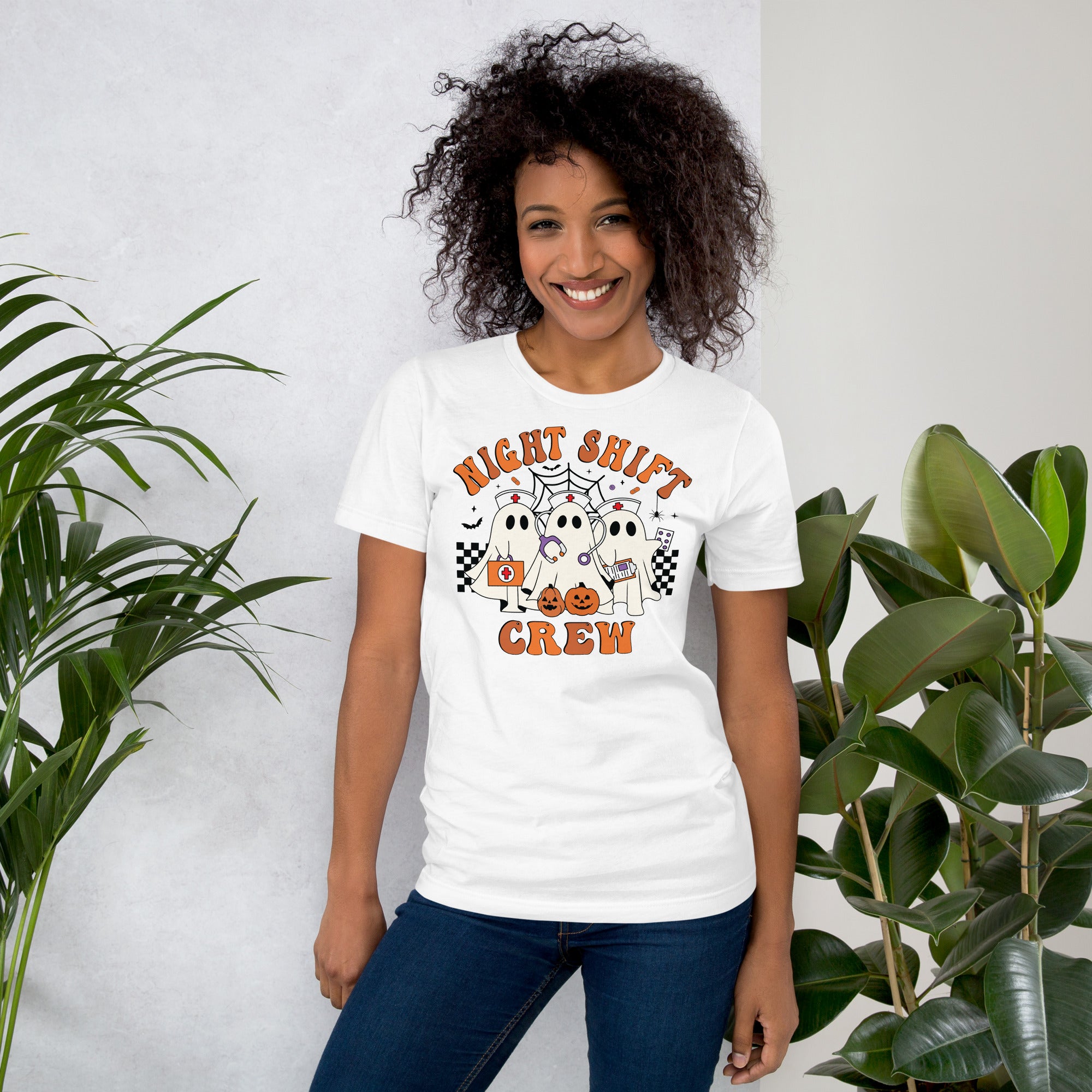 Funny nurse Halloween shirt for night shift crew with ghosts