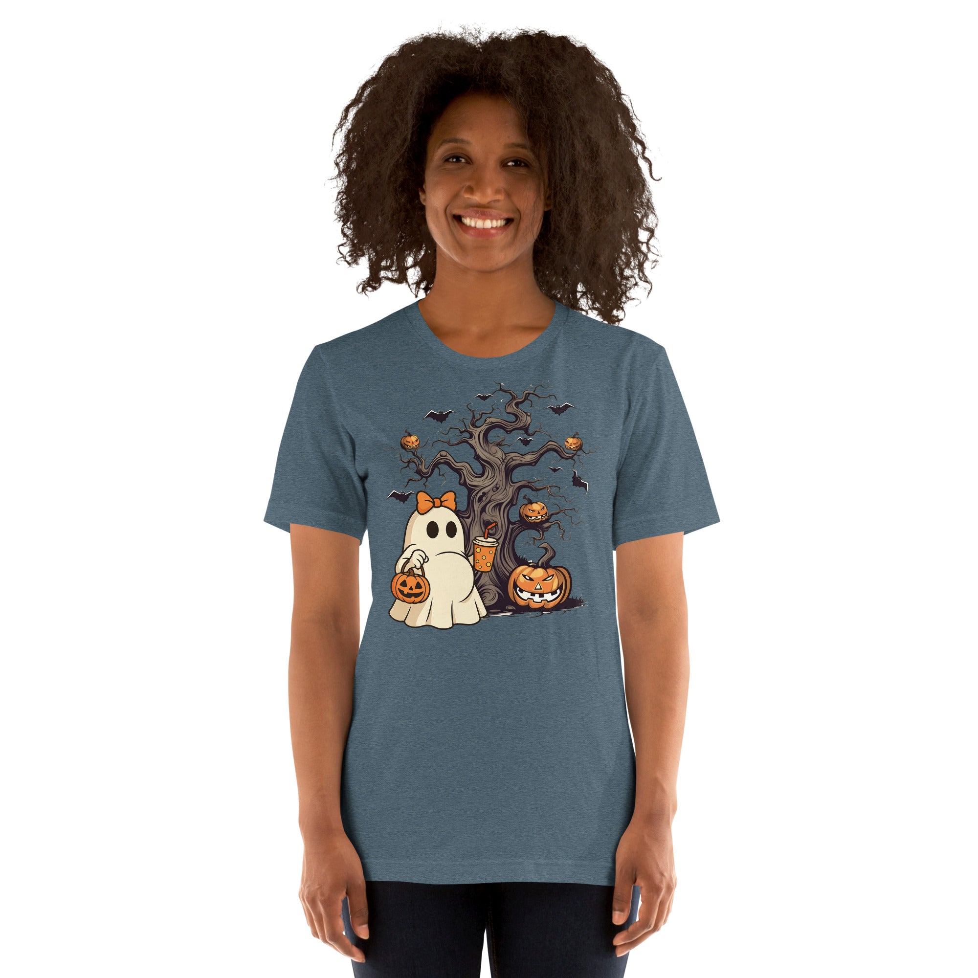 Ghost Halloween pregnancy reveal shirt with spooky background