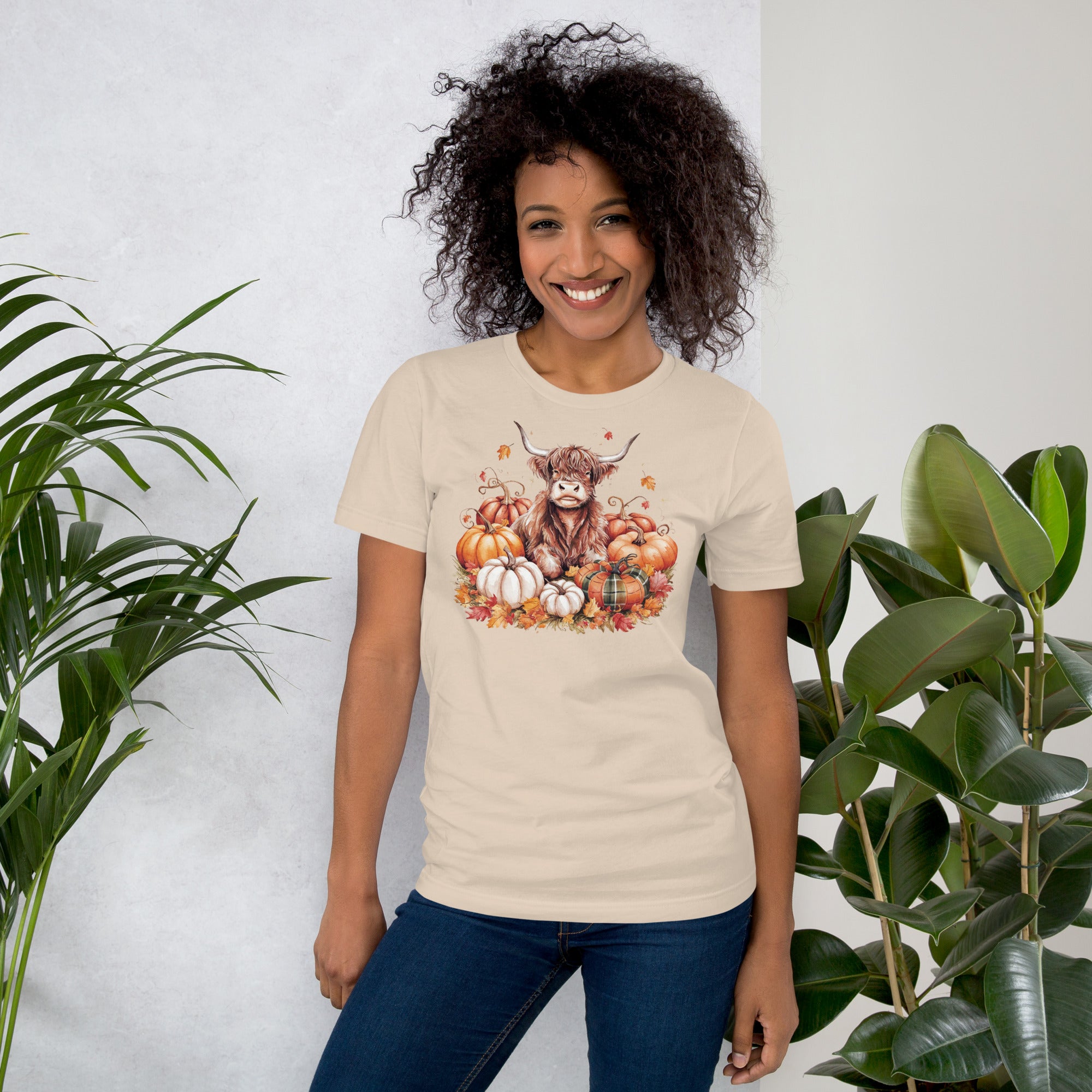 Gift idea Highland cow pumpkin patch shirt for fall lovers.