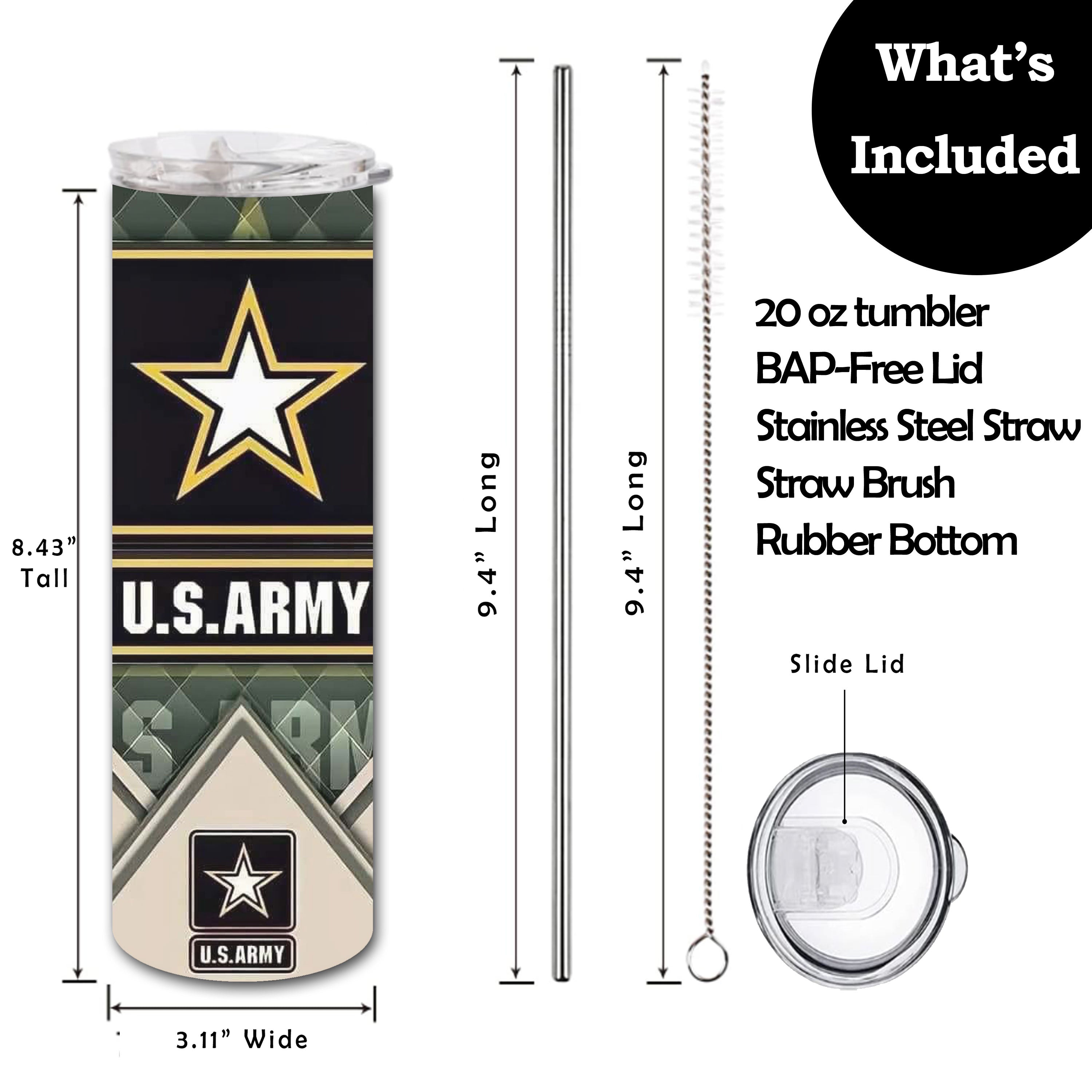 skinny tumbler for united states army family