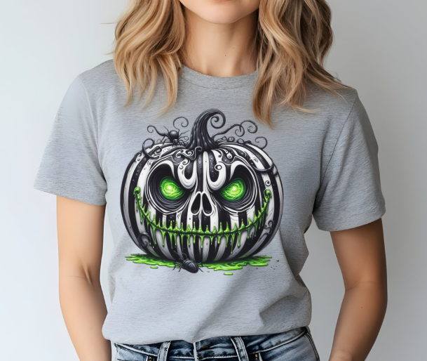 Gothic pumpkin black and white Halloween top for stylish spooky looks