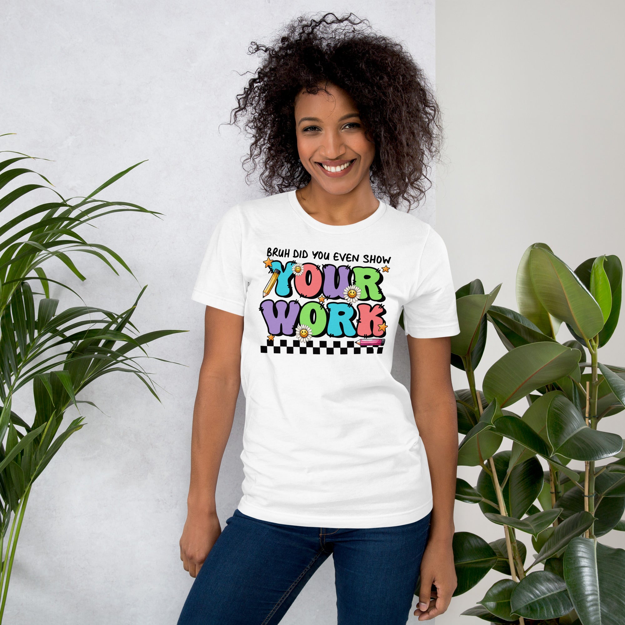 Graphic tee for teachers with bold retro font and math humor