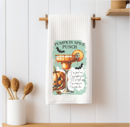 Set of Halloween cocktail towels wrapped for hostess gift