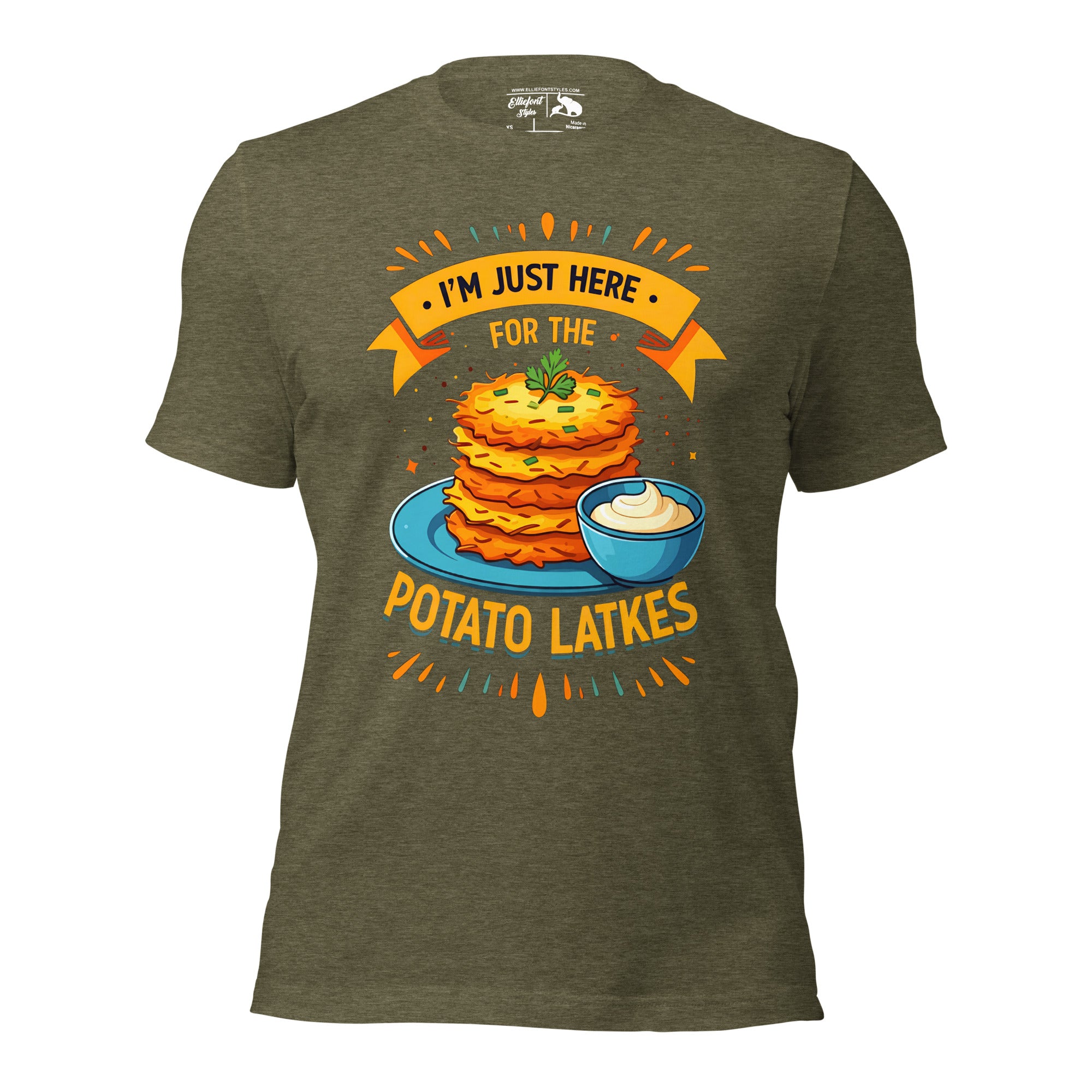 Hanukkah party funny graphic top featuring potato latke humor