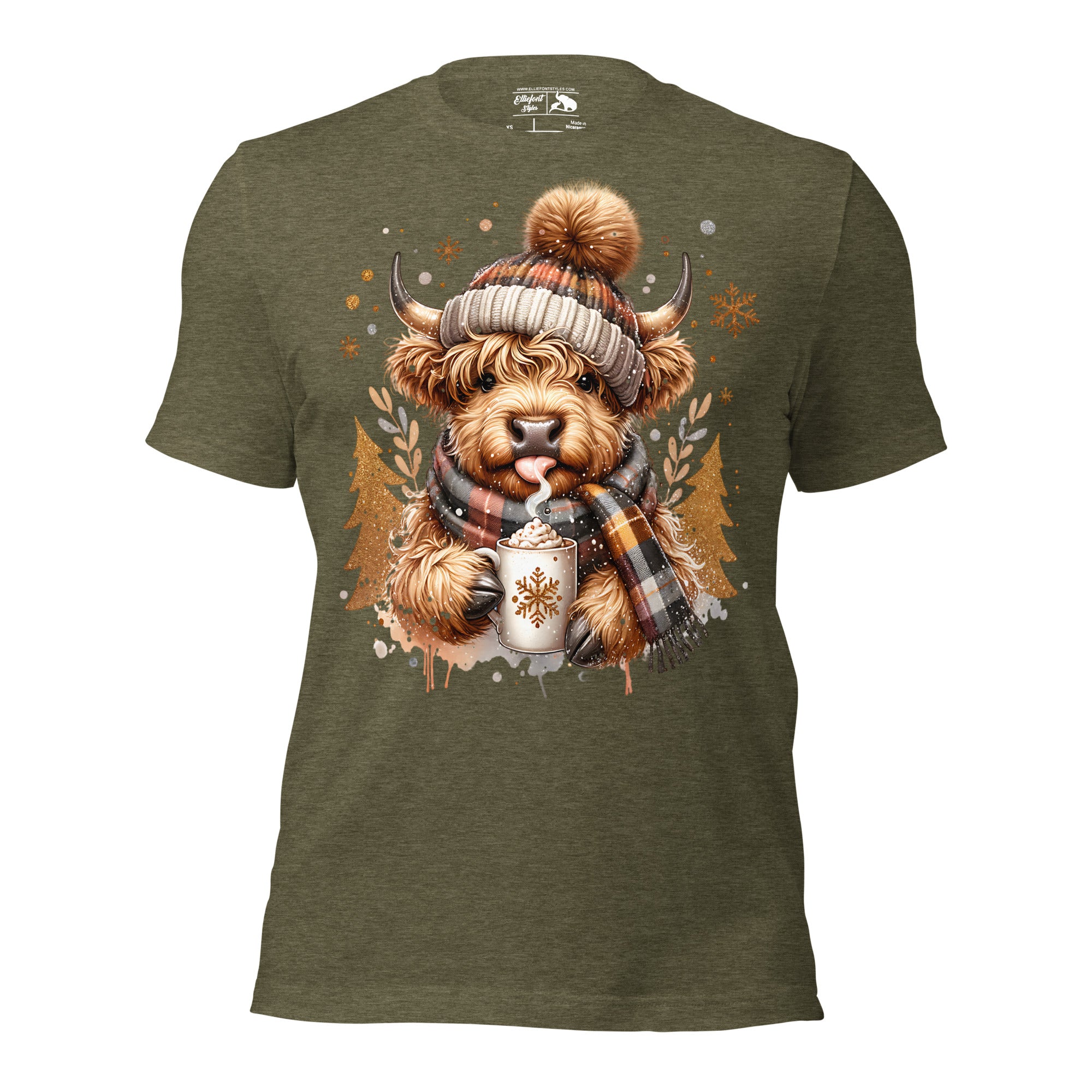Highland cow fall shirt with rustic farmhouse-inspired design