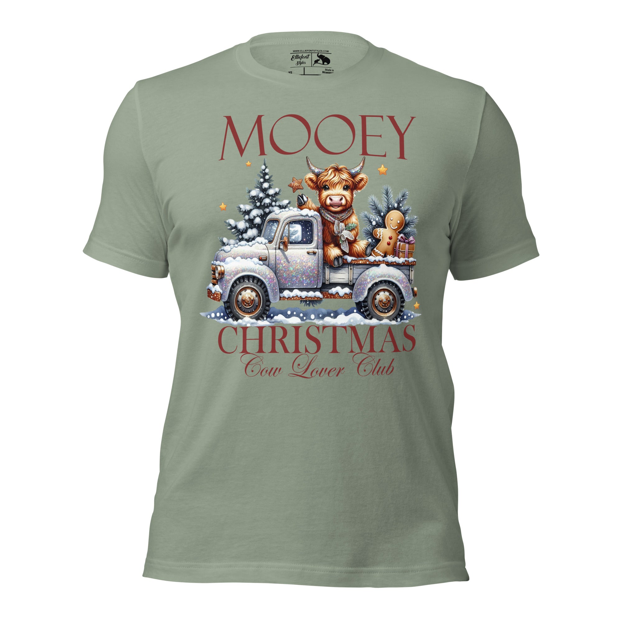 Highland cow Mooey Christmas shirt with festive holiday truck