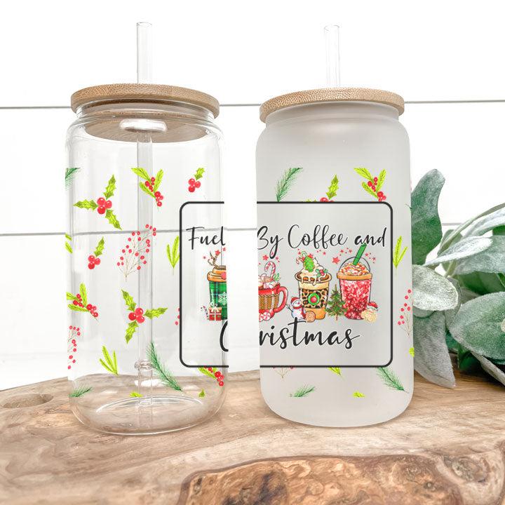 Reusable Christmas tumbler with seasonal design and coffee lover humor, unique stocking stuffer idea