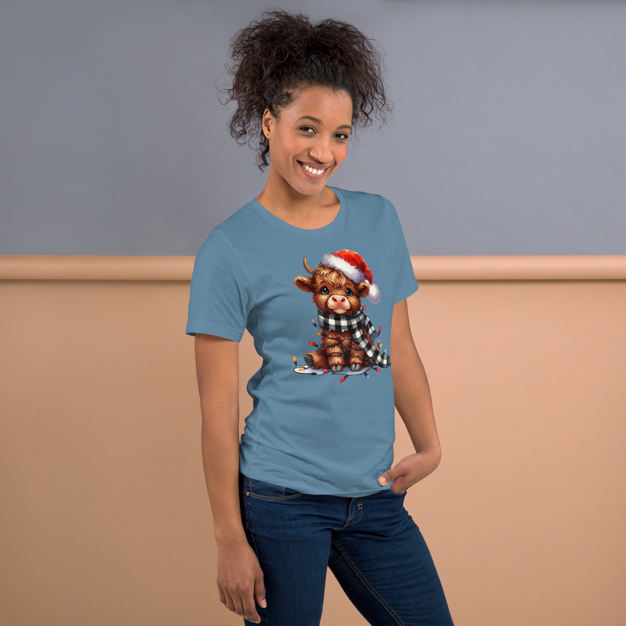 Holiday Highland cow shirt makes a fun Christmas gift idea