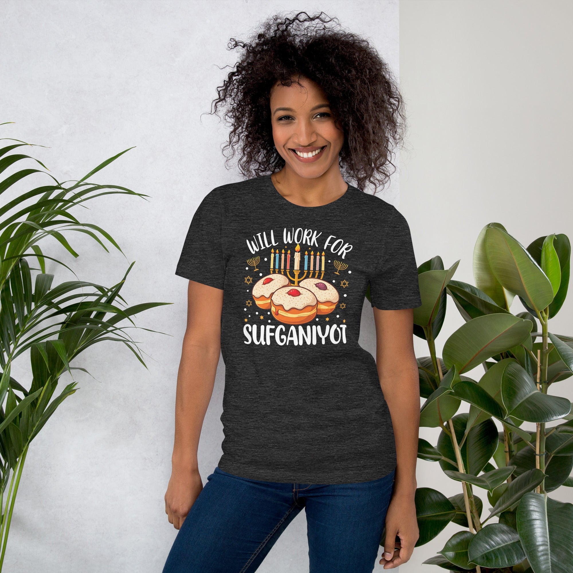 Humorous Hanukkah shirt for donut lovers celebrating eight crazy nights