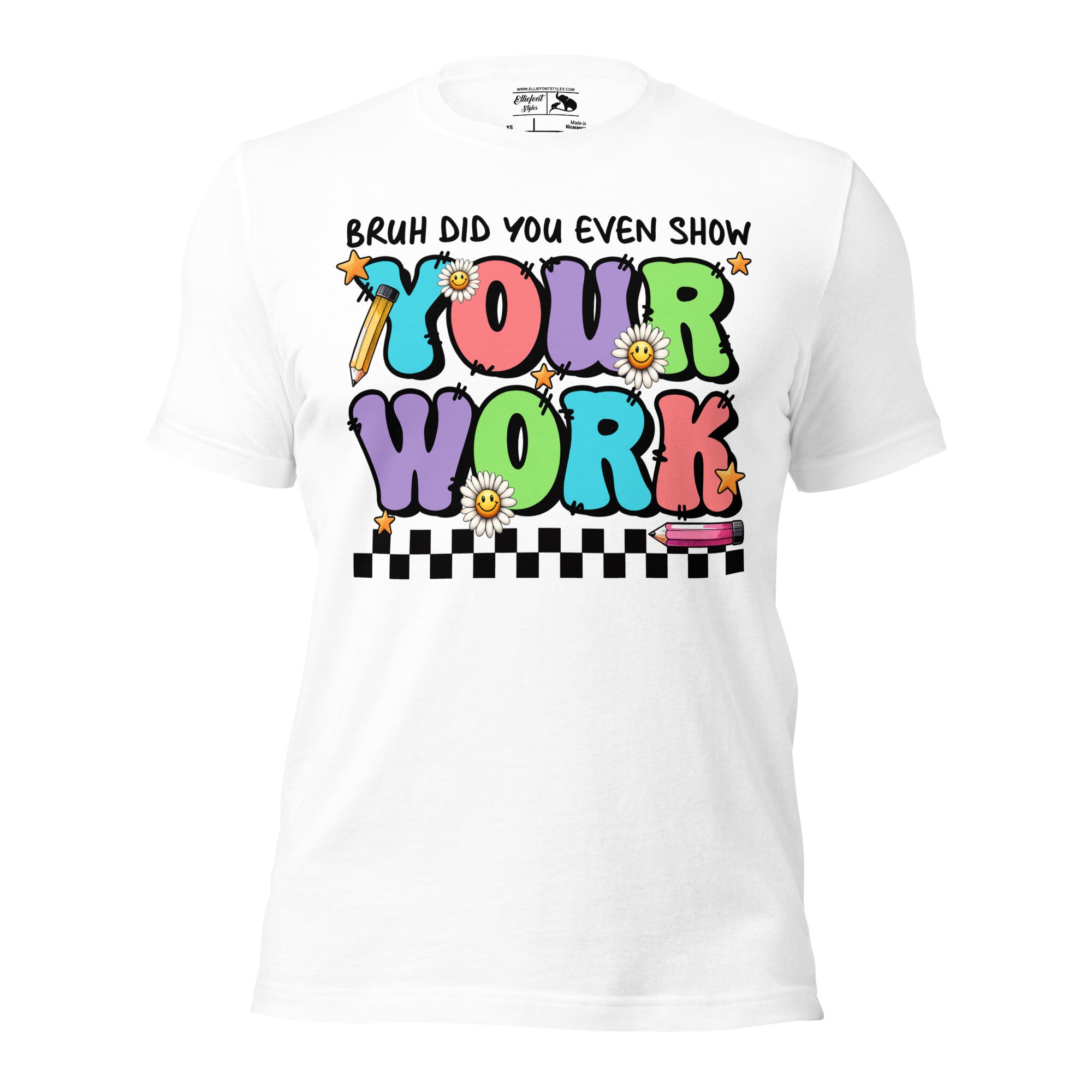 Humorous shirt for teachers with retro text and math pun