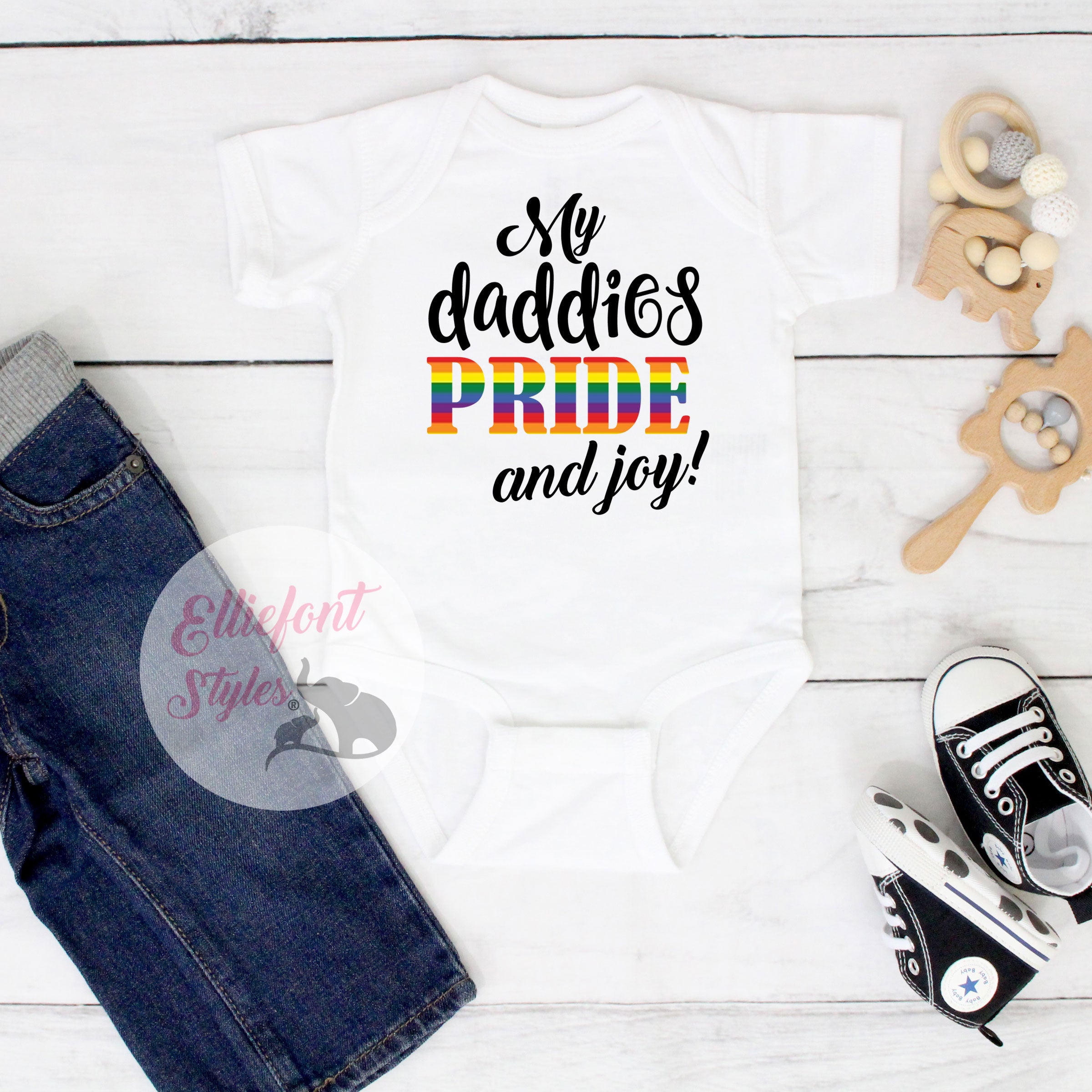 LGBTQ pride baby outfit gift for gay dads