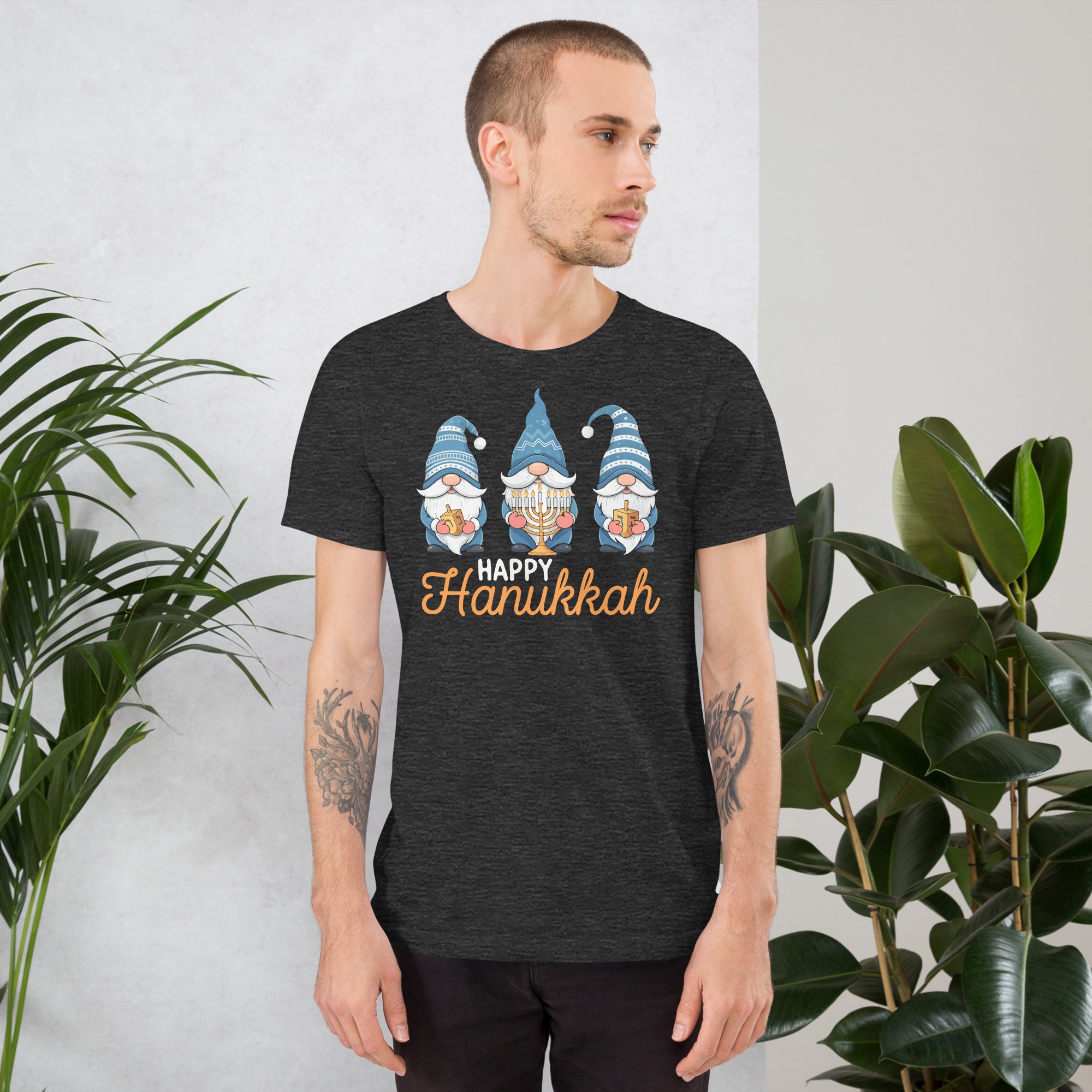 Matching Hanukkah shirts for family photos with gnomes design