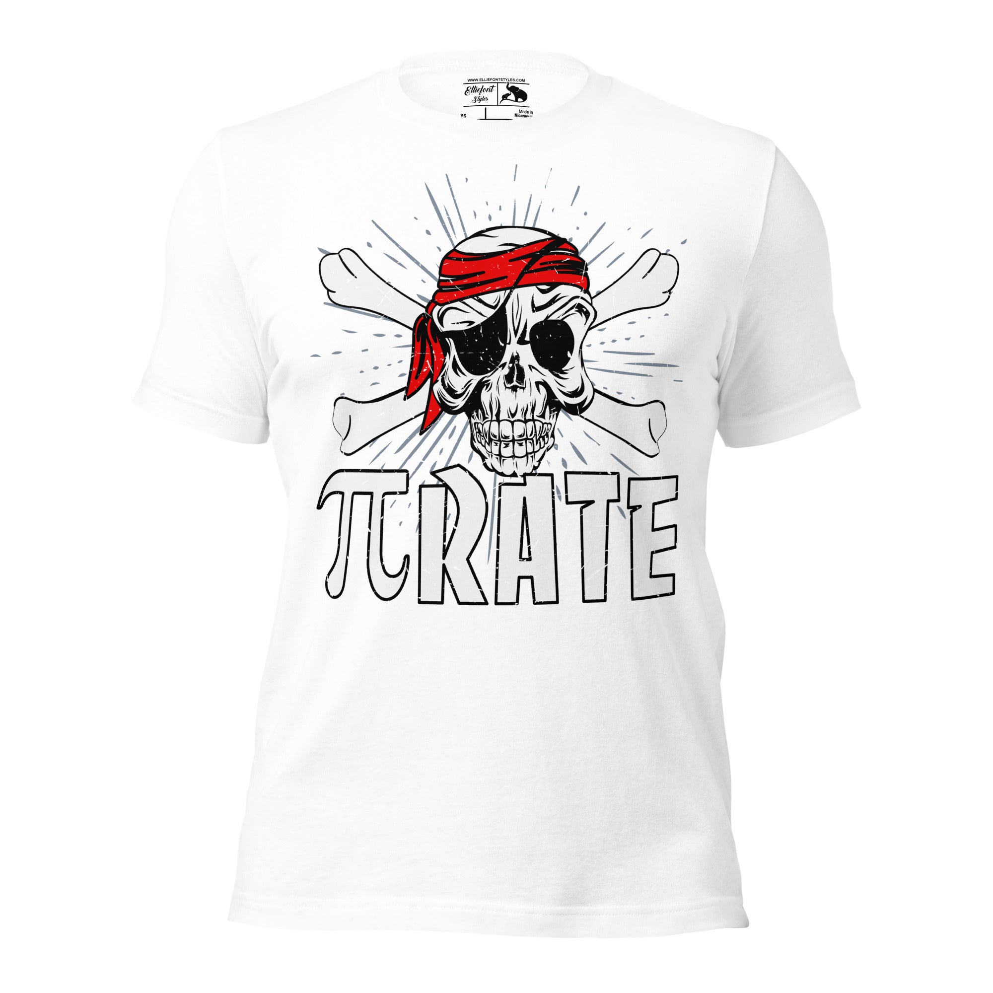 Math teacher gift shirt with pirate skull and Pi joke