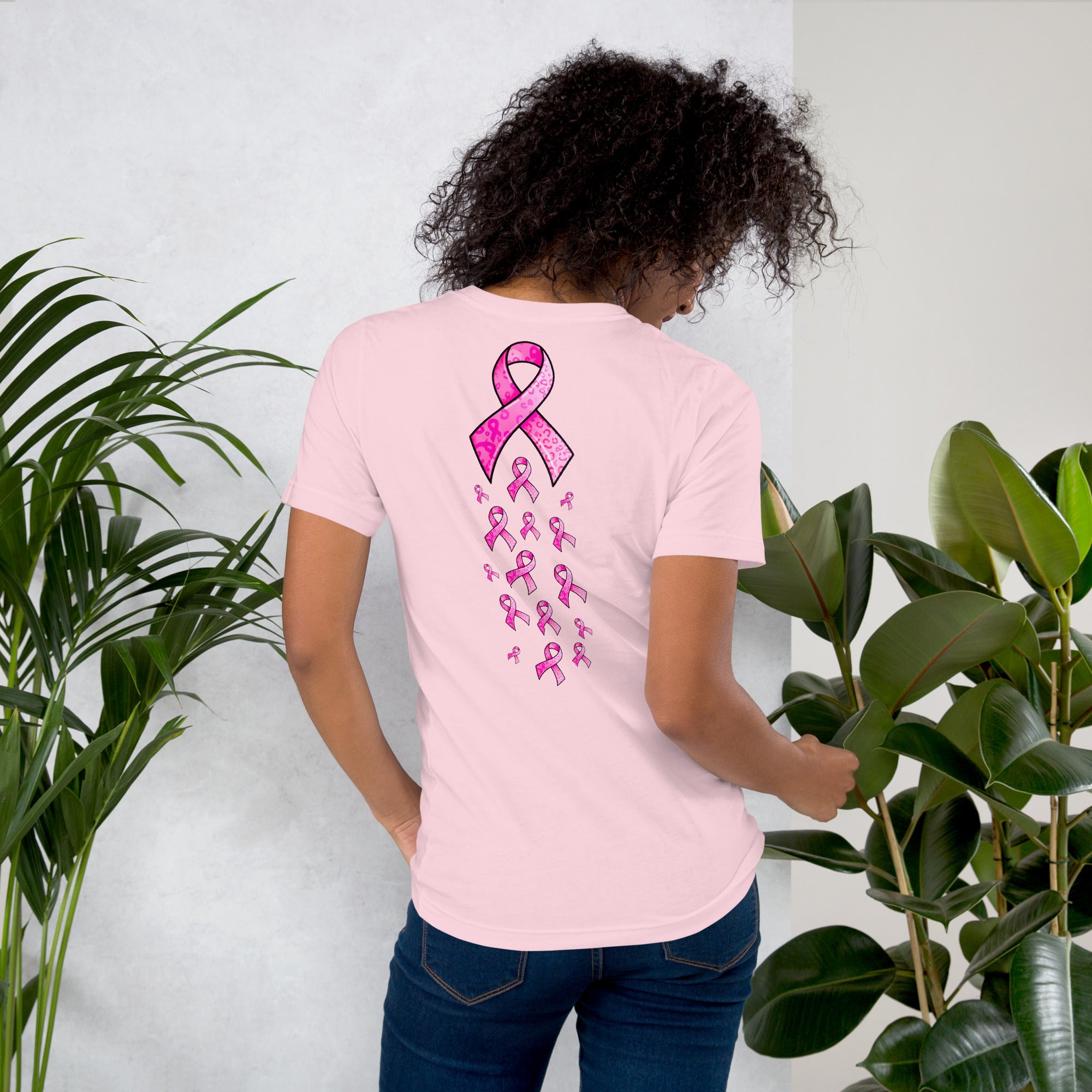October pink ribbon shirt with multi-color cancer ribbons
