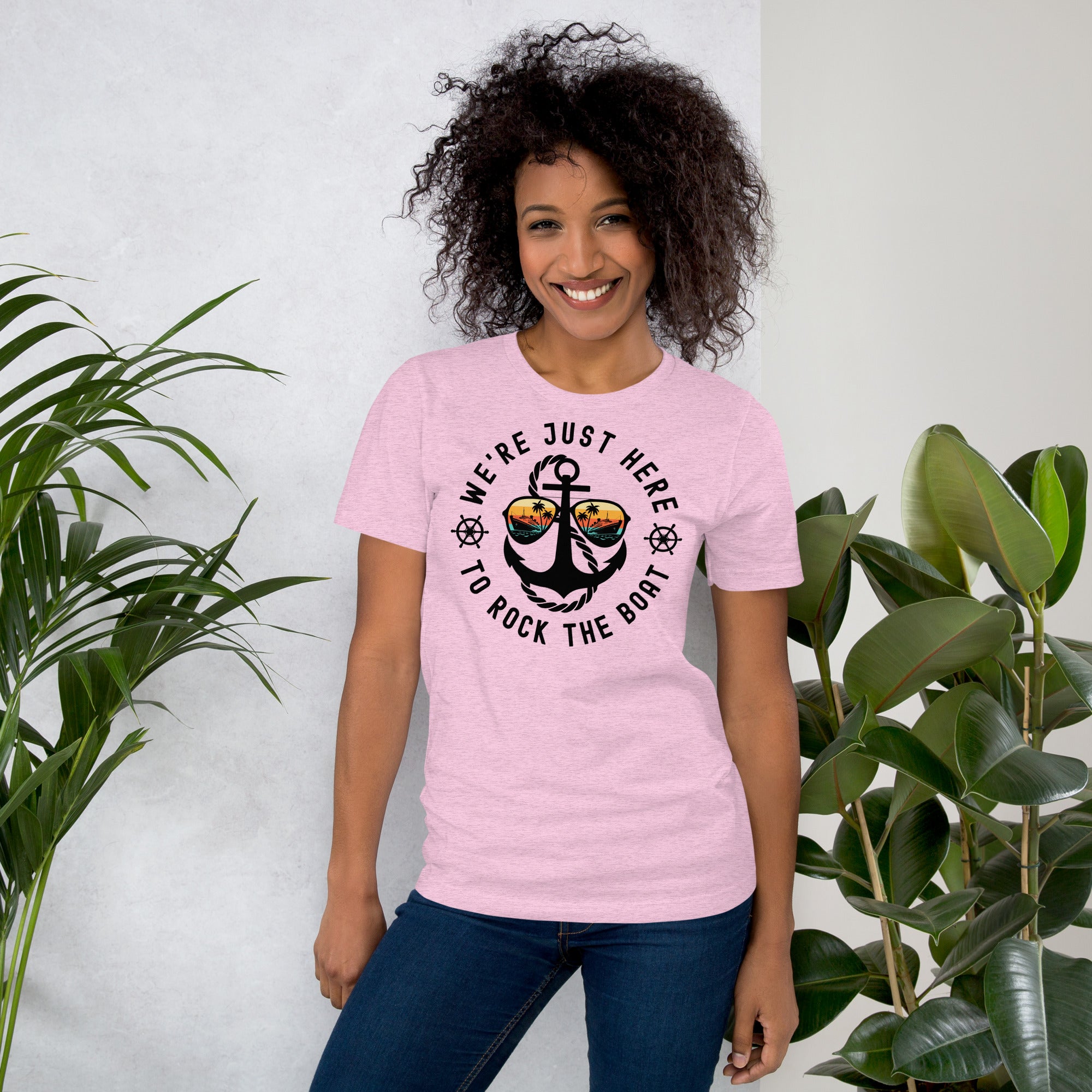 Nautical cruise shirt with anchor and aviator glasses graphic