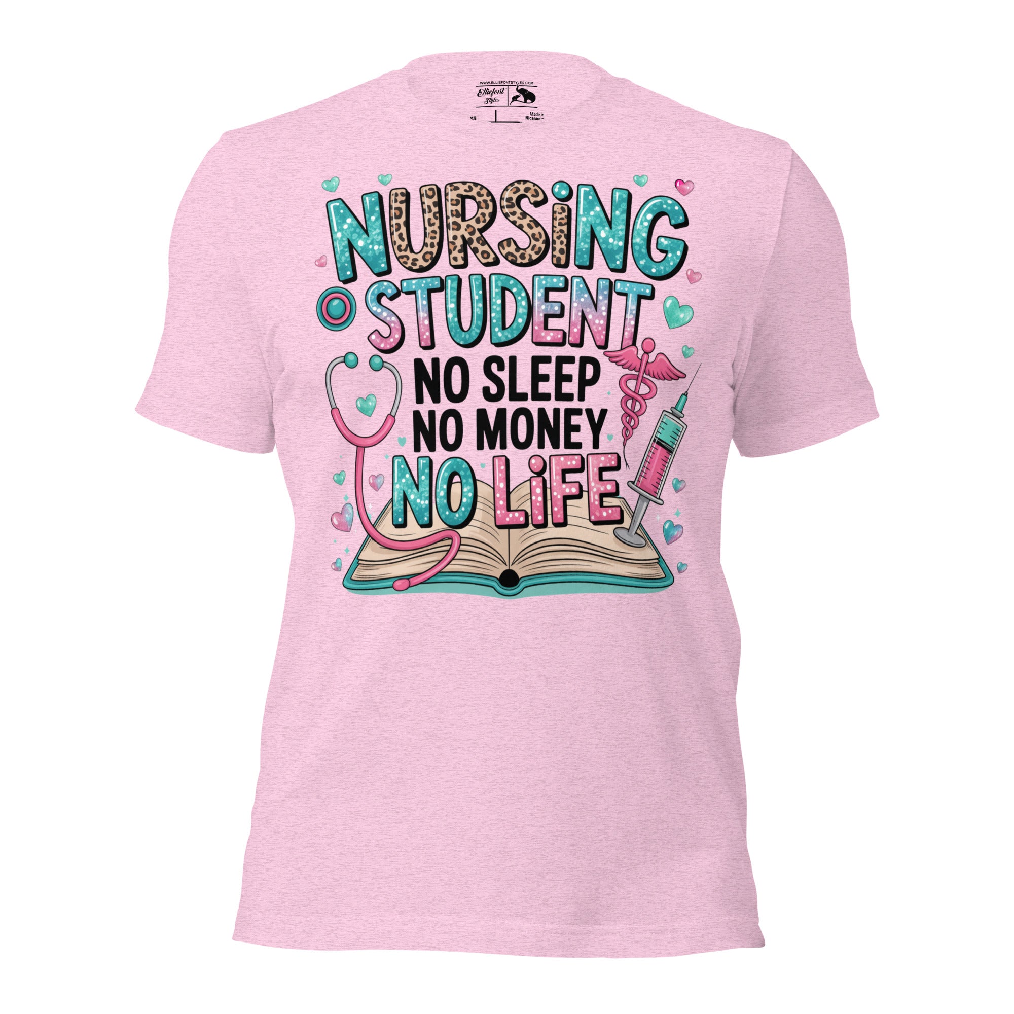 Nursing student graphic tee with funny burnout design