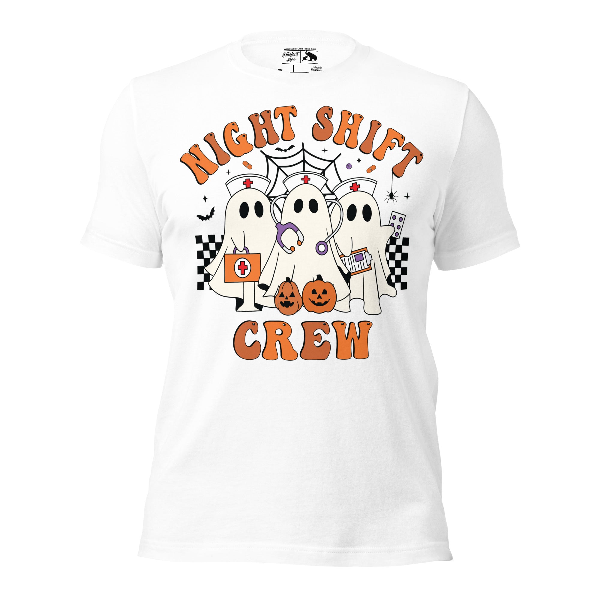 Nursing student Halloween shirt with Night Shift Crew ghost nurses