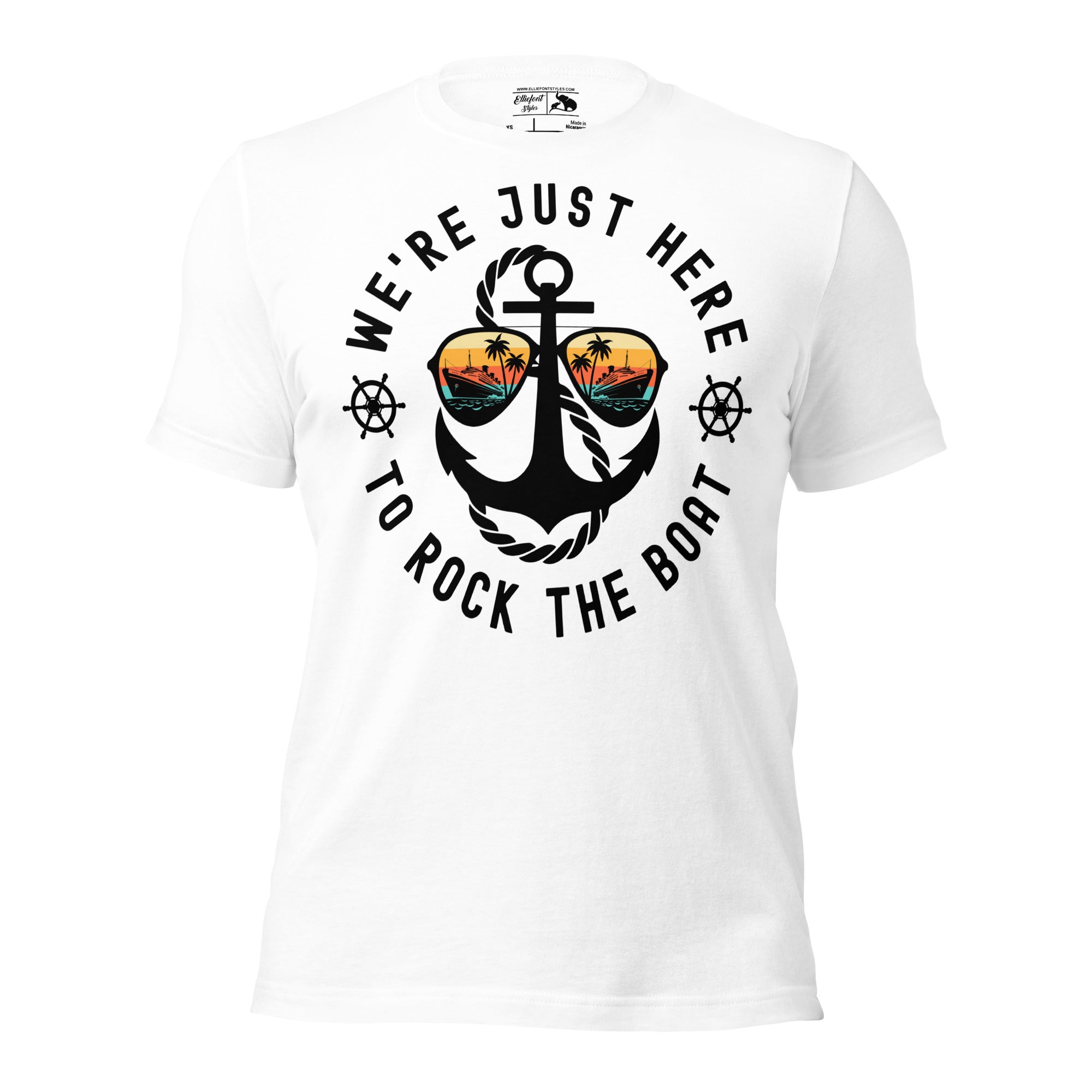 Party cruise shirt with anchor and aviator glasses design