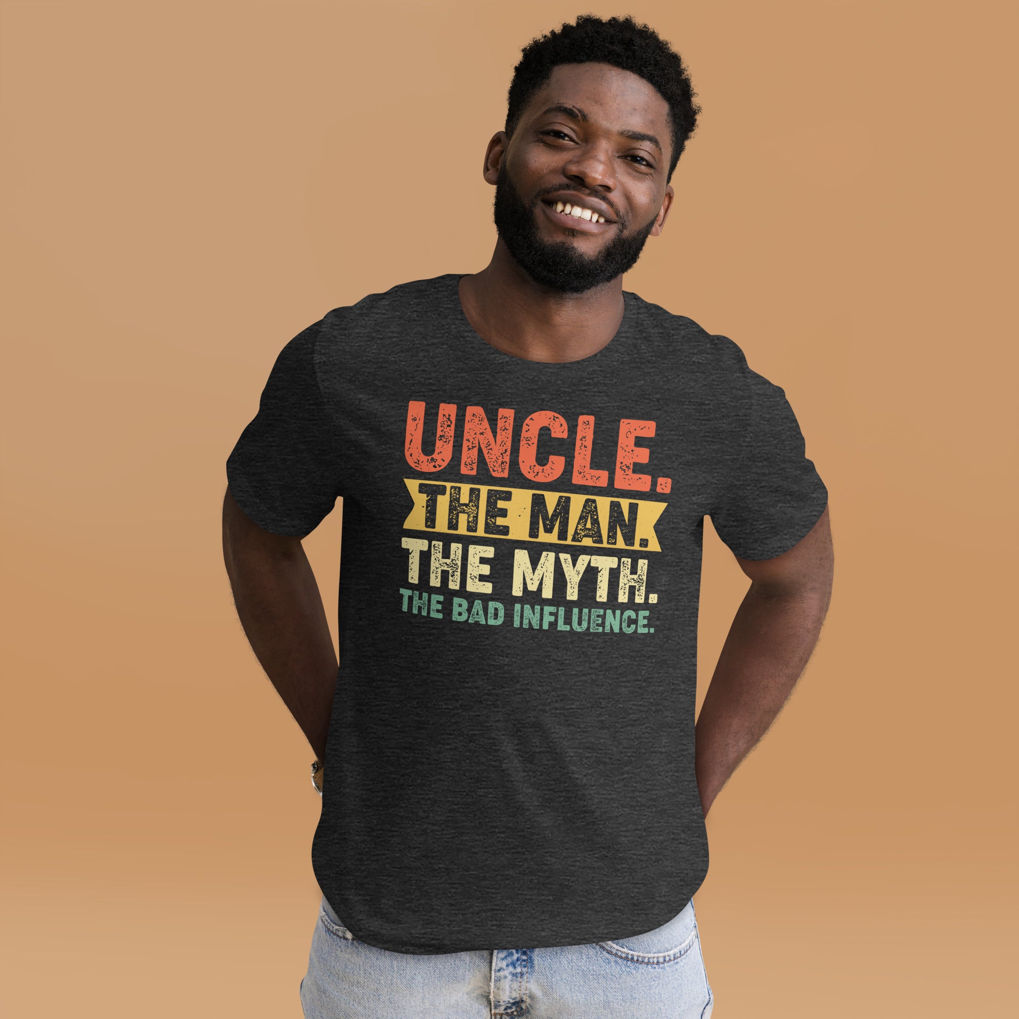 Playful family shirt Bad Influence uncle design perfect for gifting