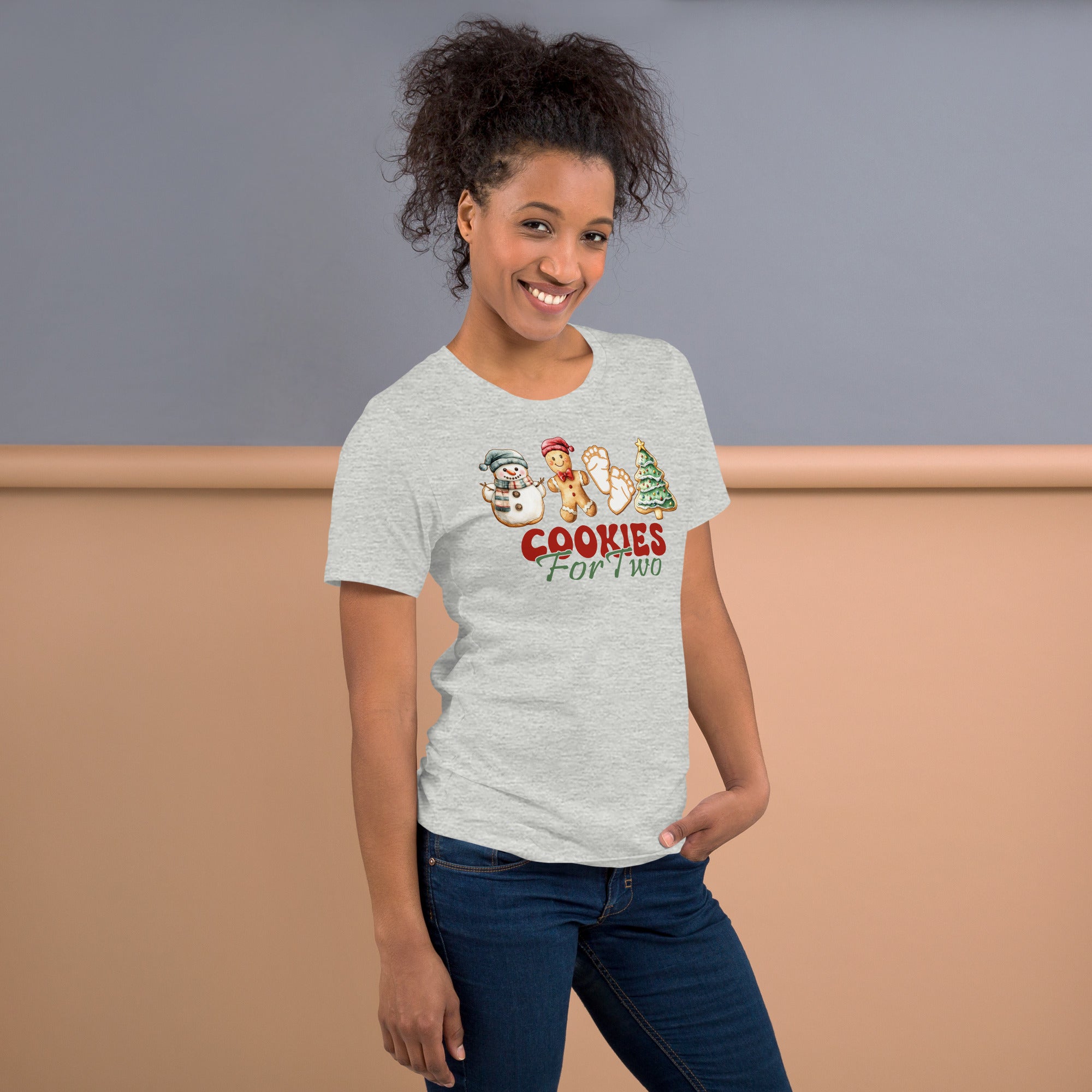 Christmas pregnancy announcement shirt for women with cookies design