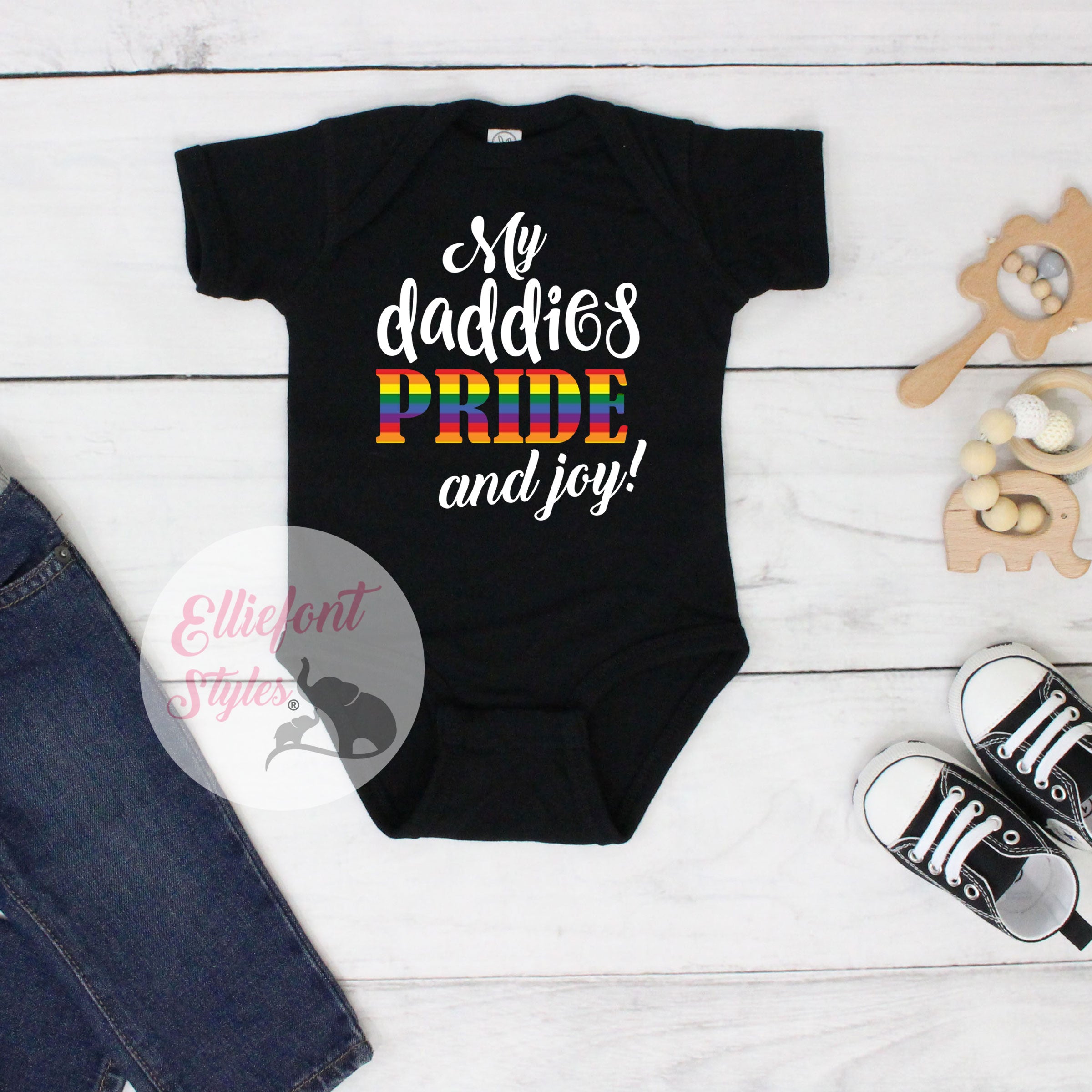 Rainbow pride baby bodysuit gift for gay dads