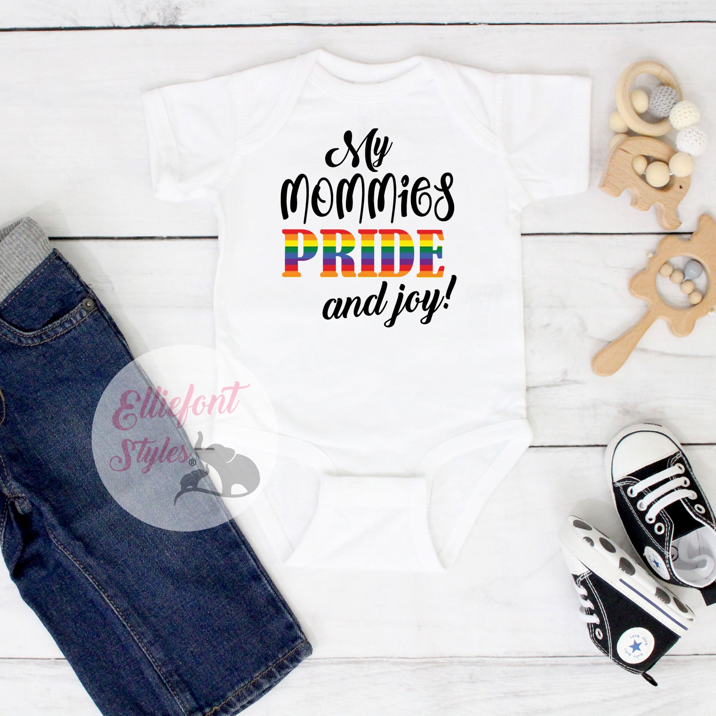 Rainbow pride baby bodysuit gift for gay moms
