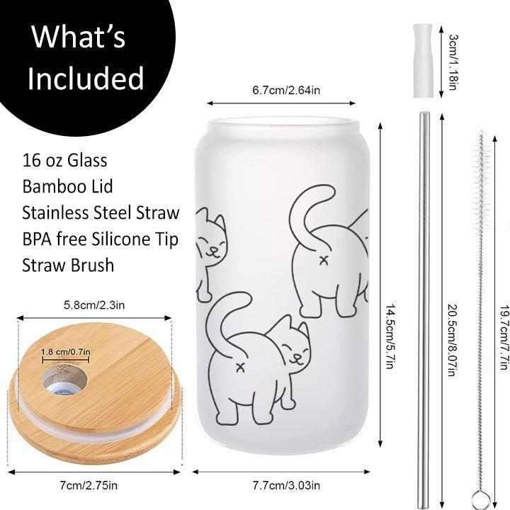 16 oz tumbler with playful cat butts, fun gift for feline enthusiasts