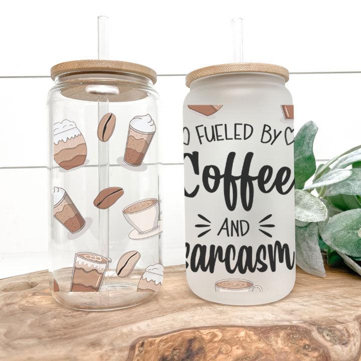 Humorous coffee tumbler with bean design, reusable iced coffee cup for everyday use or gifting.