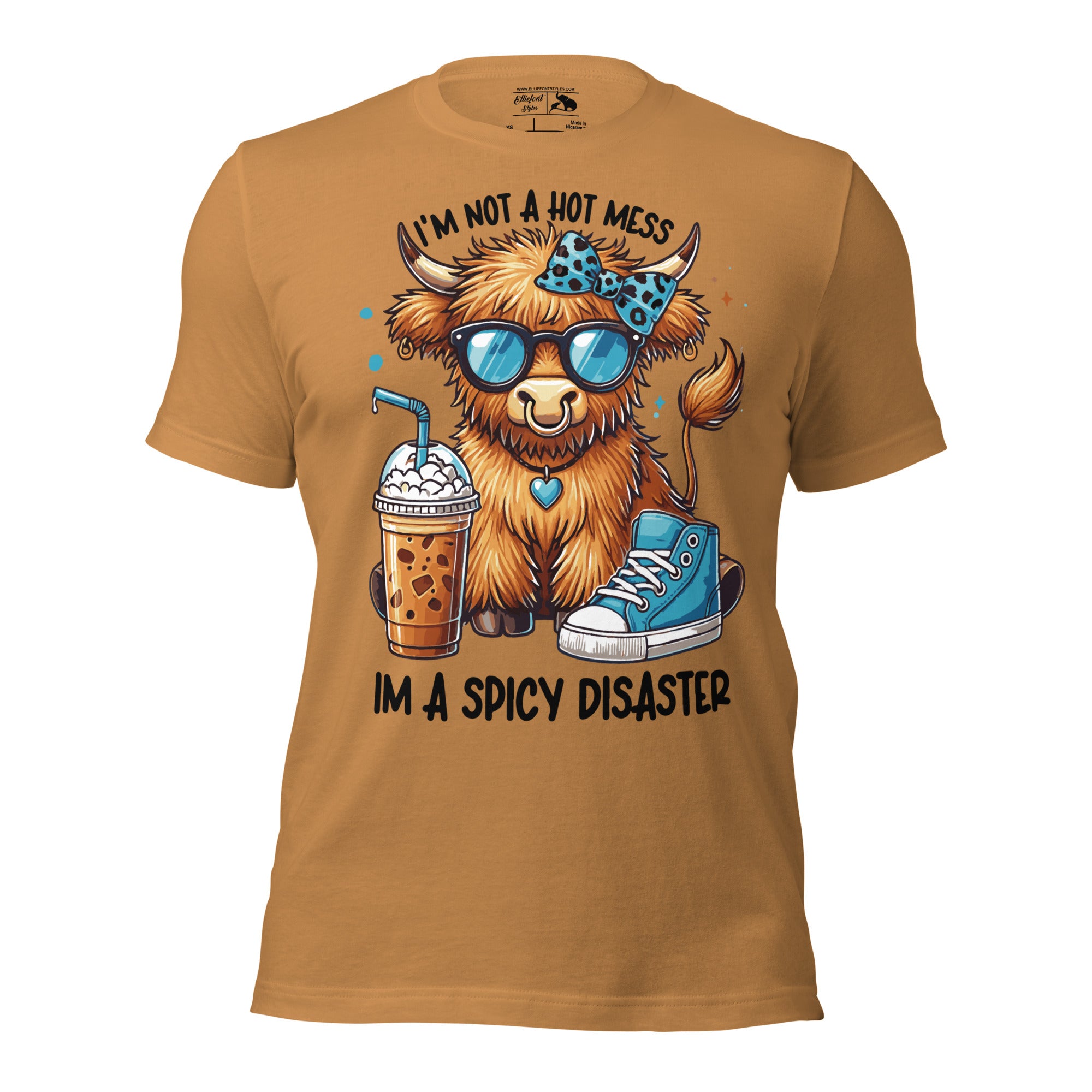 Rustic farmhouse shirt with funny Highland cow design