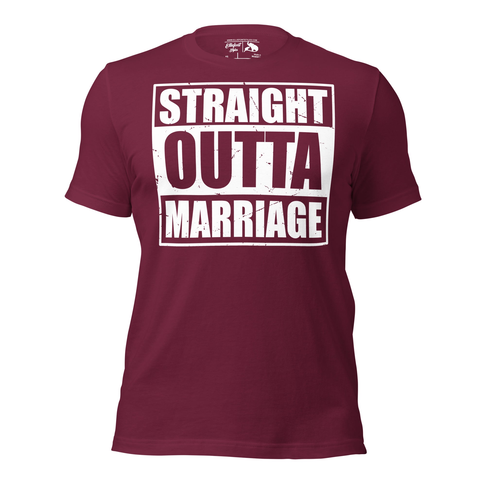 Sarcastic funny divorced tee with Straight Outta Marriage text