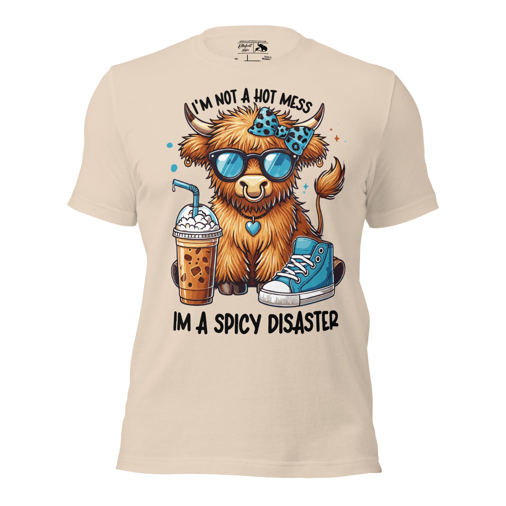 Sassy Highland cow shirt for women with spicy disaster quote