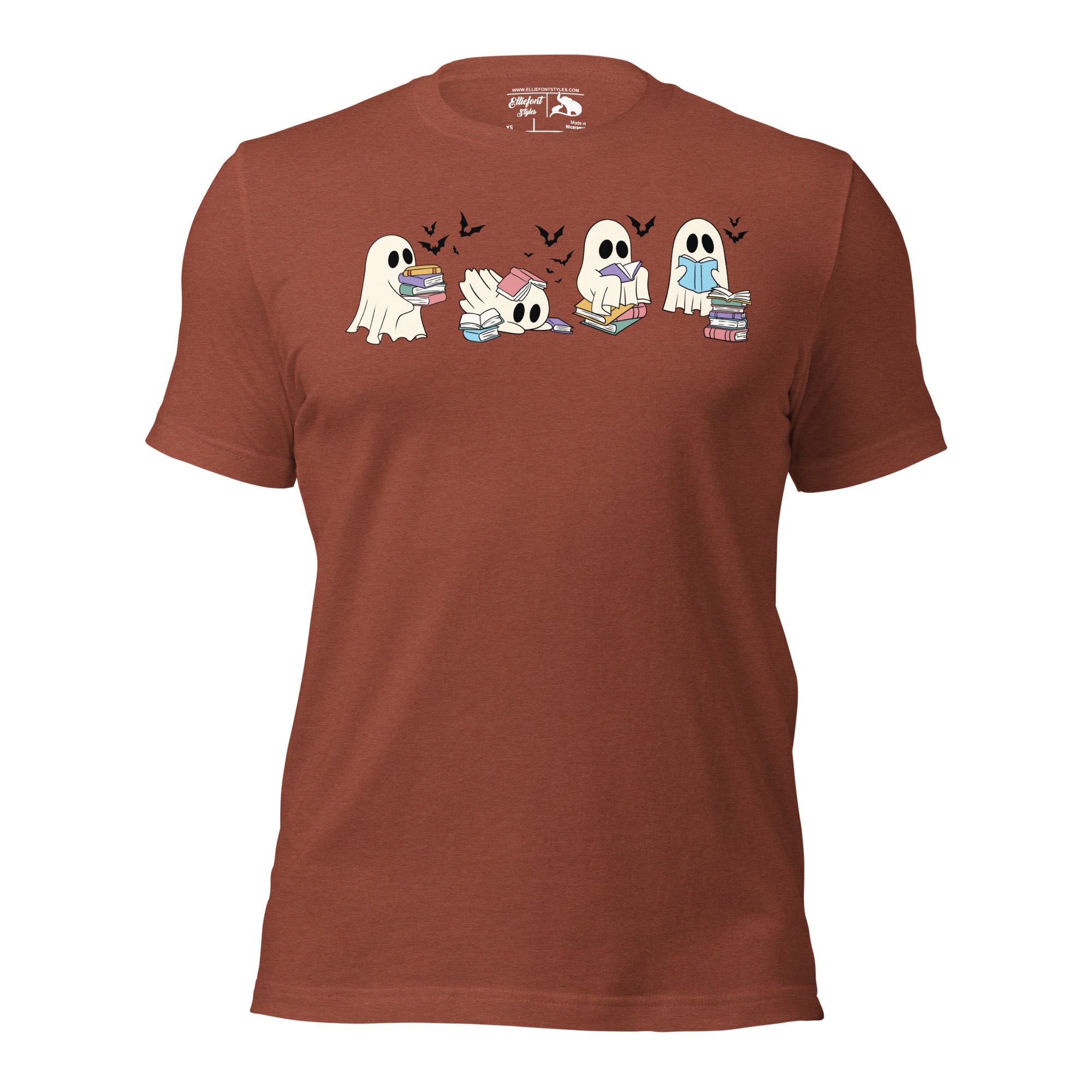 Spooky reading ghosts fall tee perfect for bookworms and autumn outfits