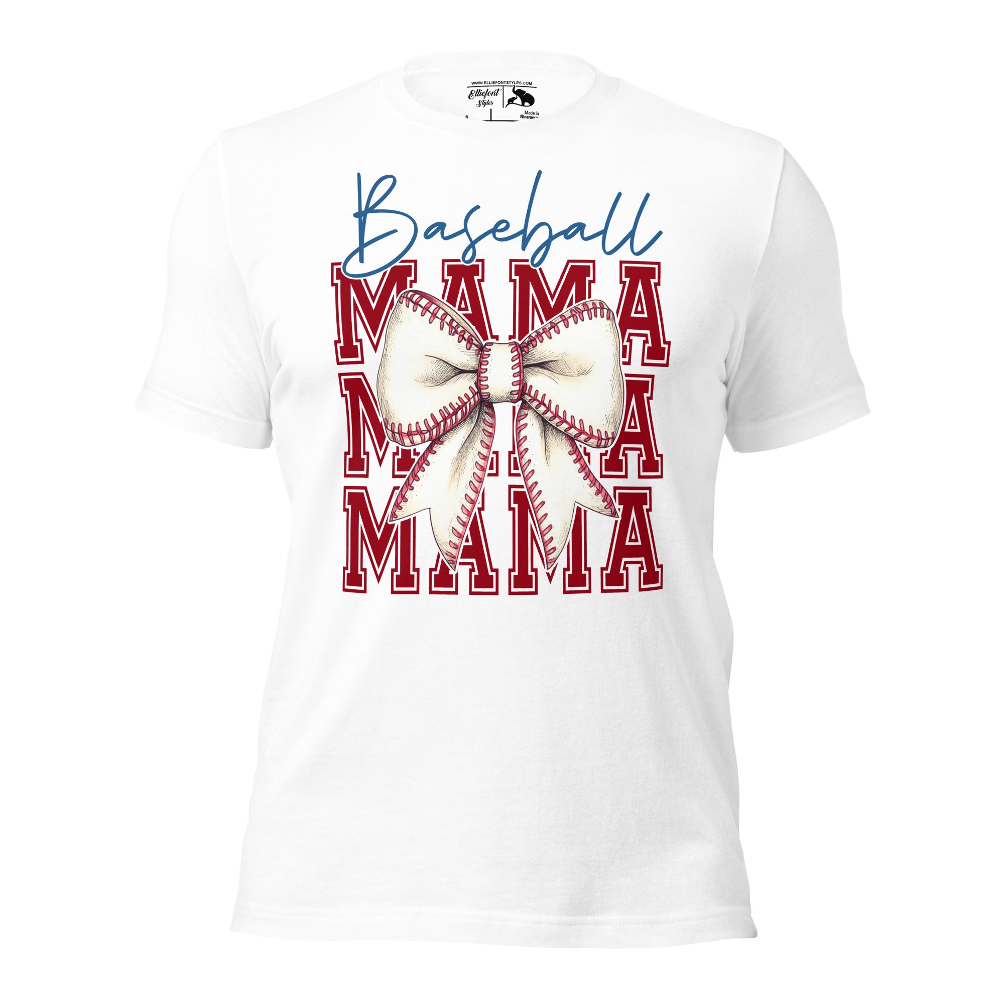 Sports mom shirt with Baseball Mama and bow design