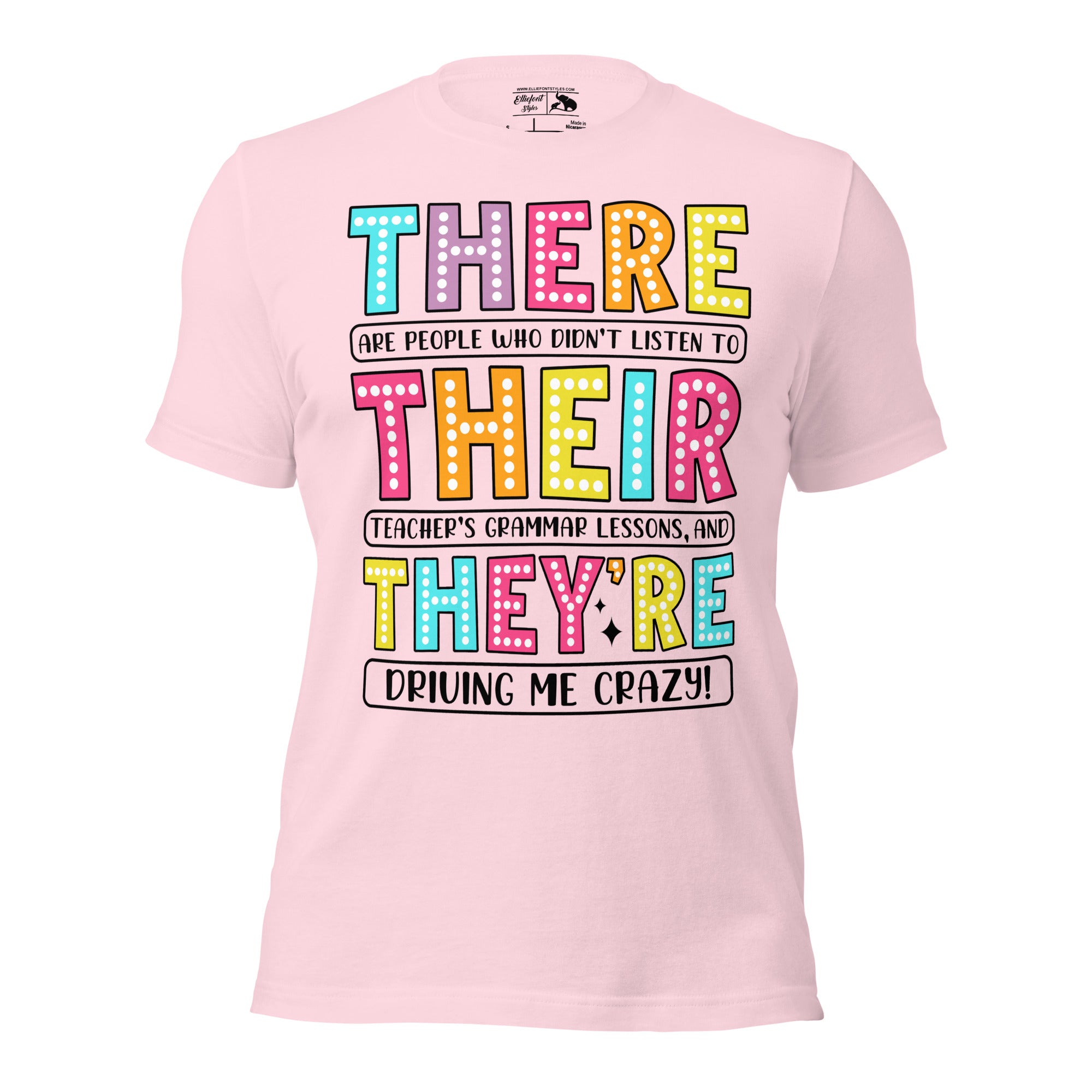 Teacher appreciation shirt with homophone humor and grammar pun