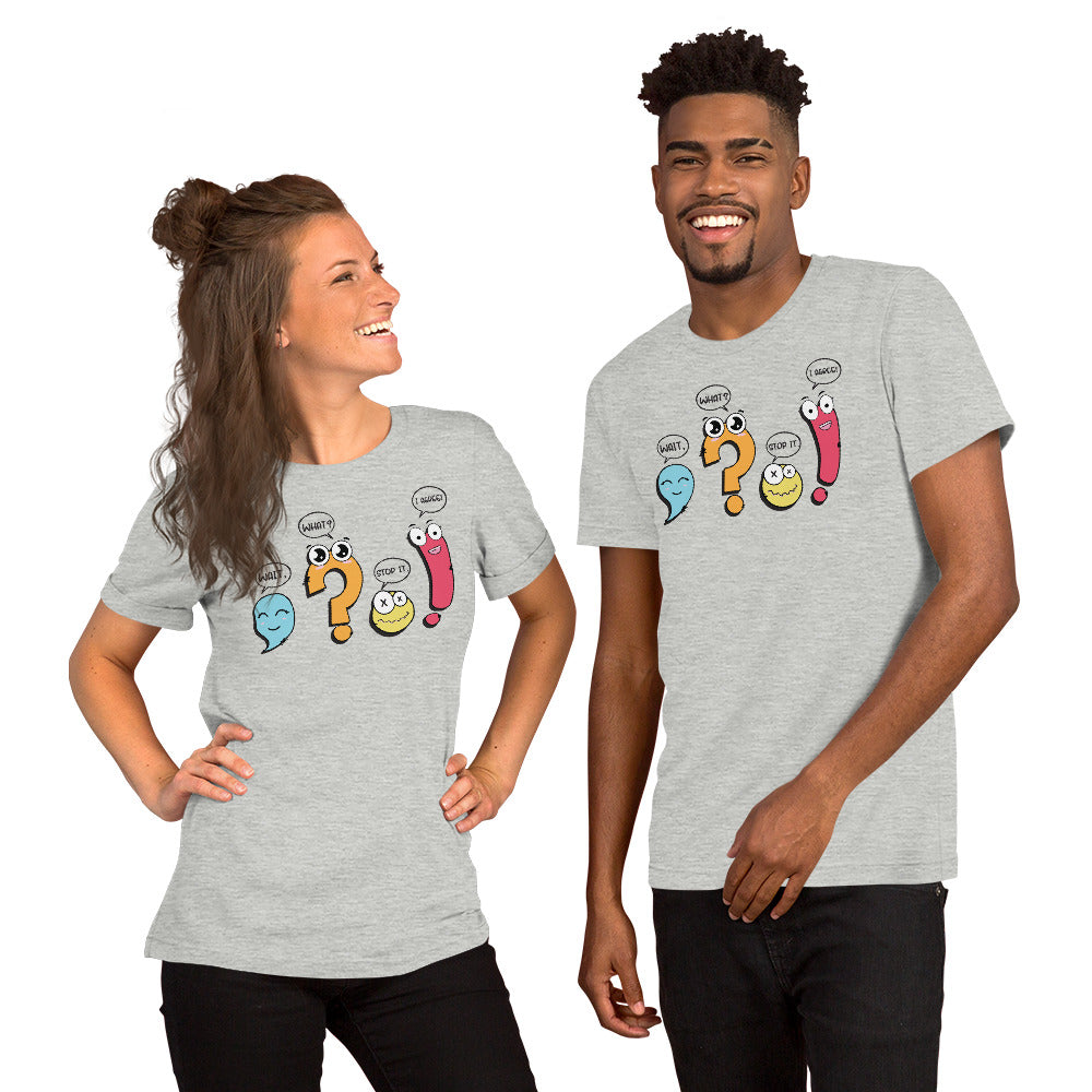 Teacher appreciation shirt featuring punctuation marks with sayings