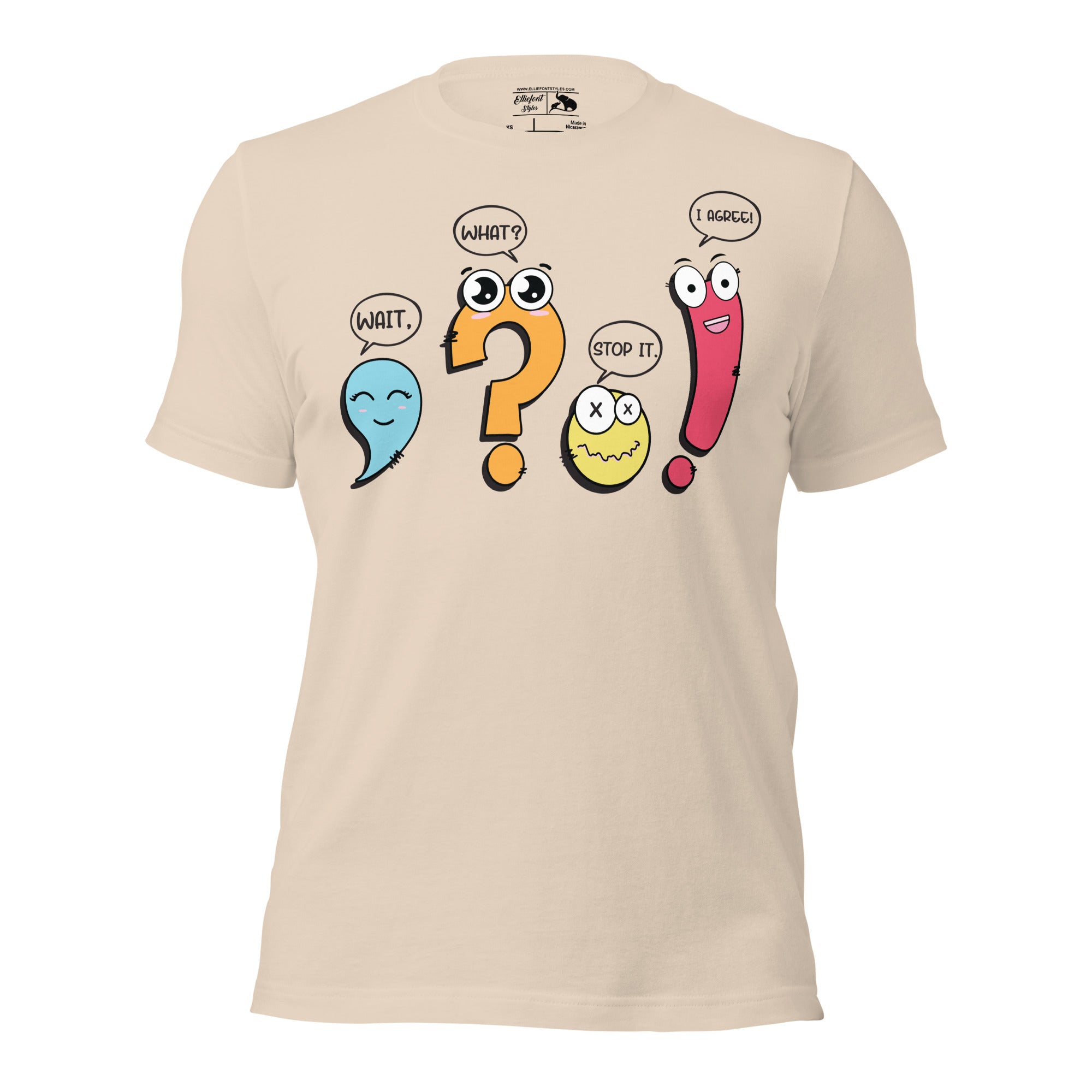 Gift shirt for teachers with funny punctuation and grammar quotes