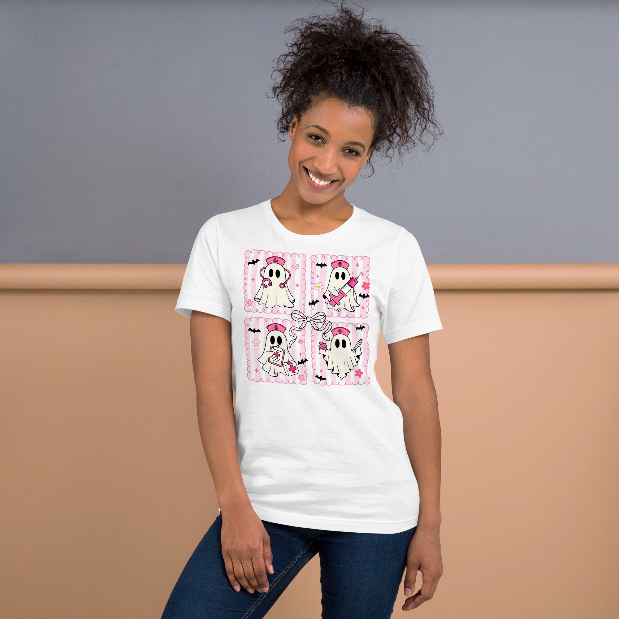 Unique nurse Halloween shirt with playful ghost design