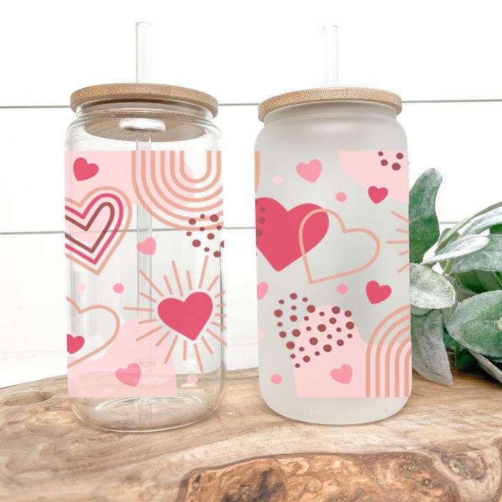 16 oz tumbler with boho hearts design, perfect Valentine’s Day gift