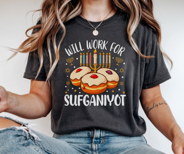Will Work for Sufganiyot Hanukkah shirt funny donut lover tee