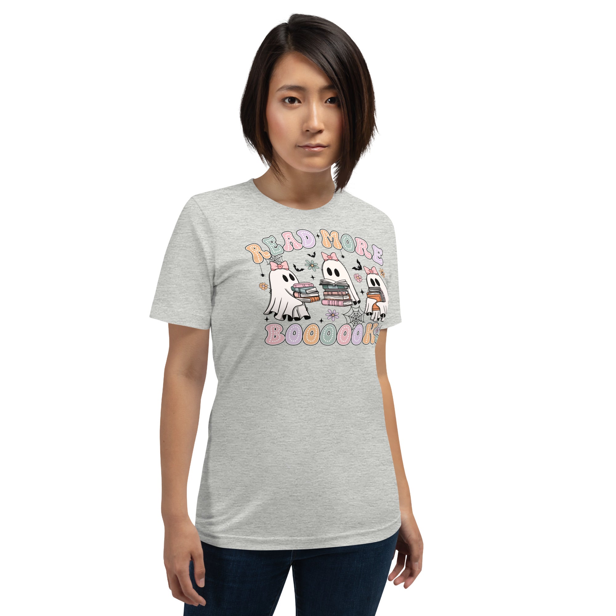 Women’s funny librarian shirt with ghost and book pun