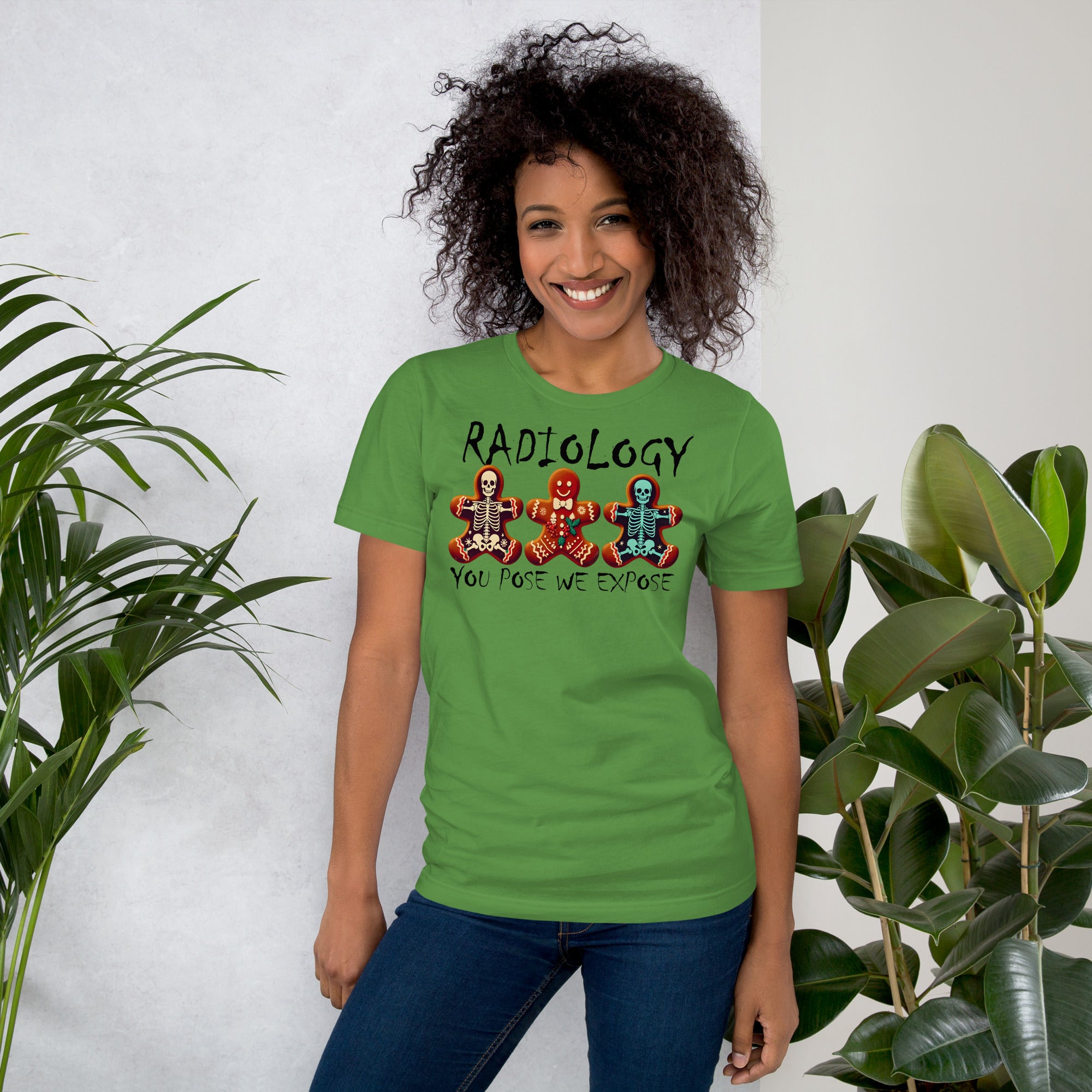 Women’s radiology shirt with gingerbread cookie X-ray graphic