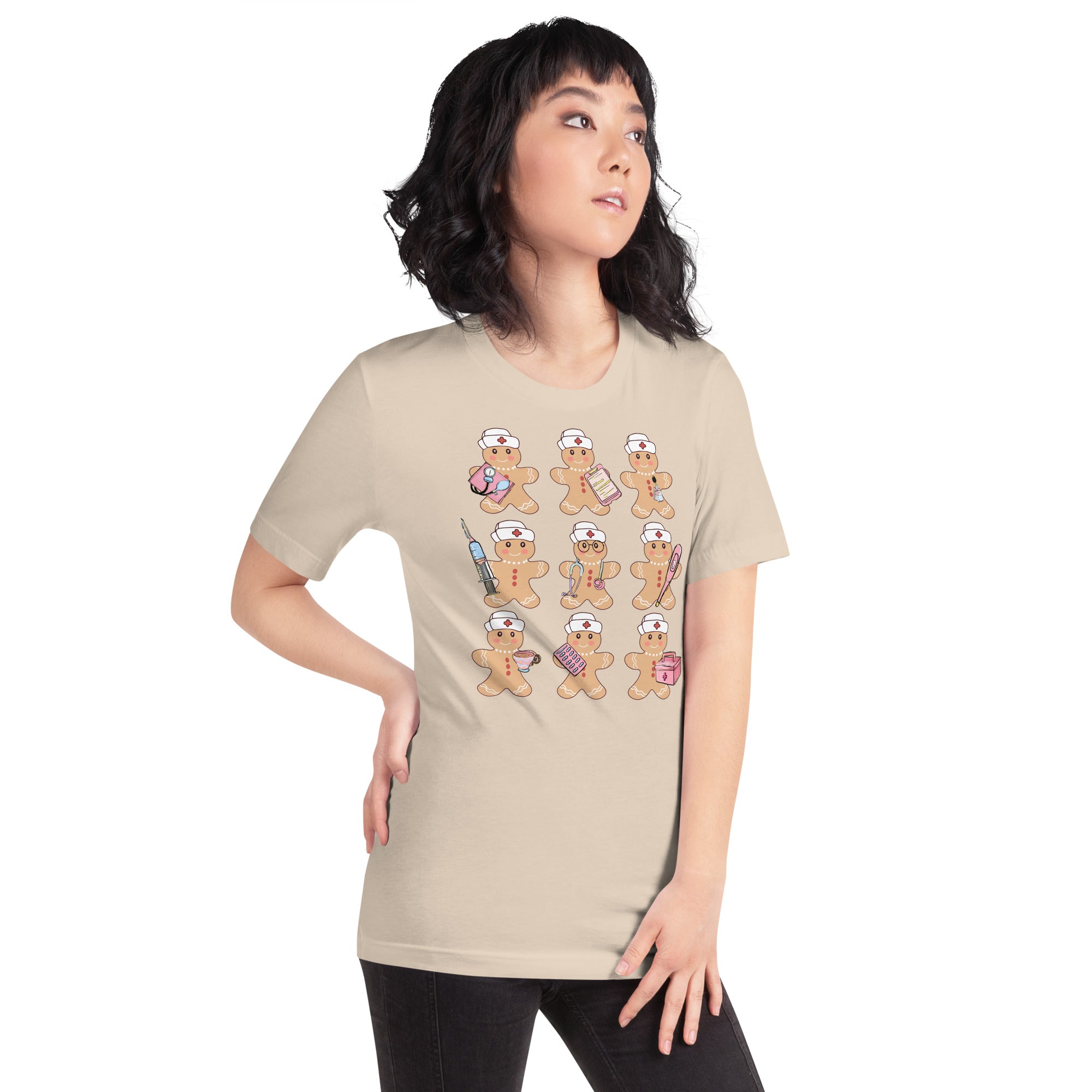 Women’s funny nurse Christmas shirt with gingerbread design