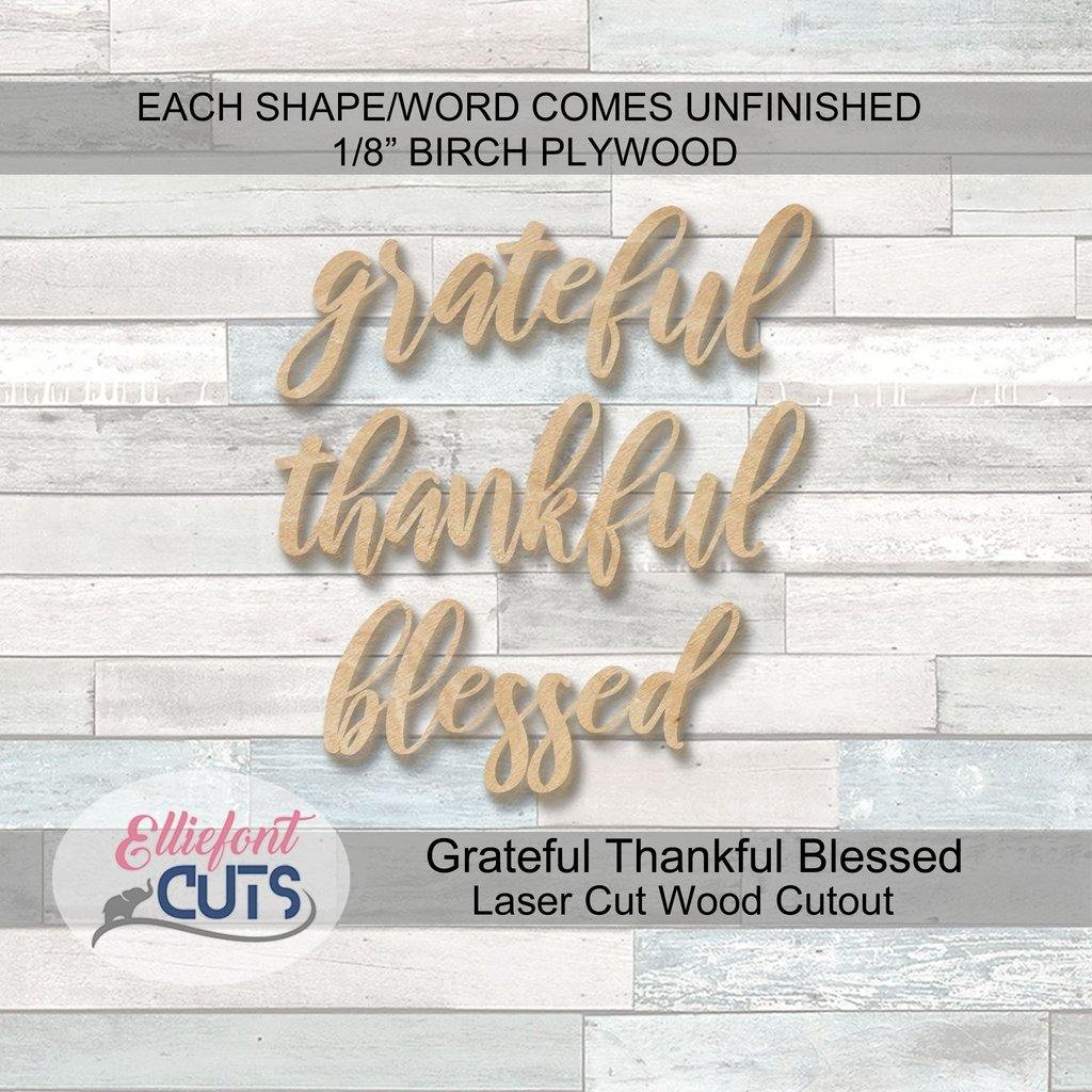 grateful thankful blessed wood cutouts